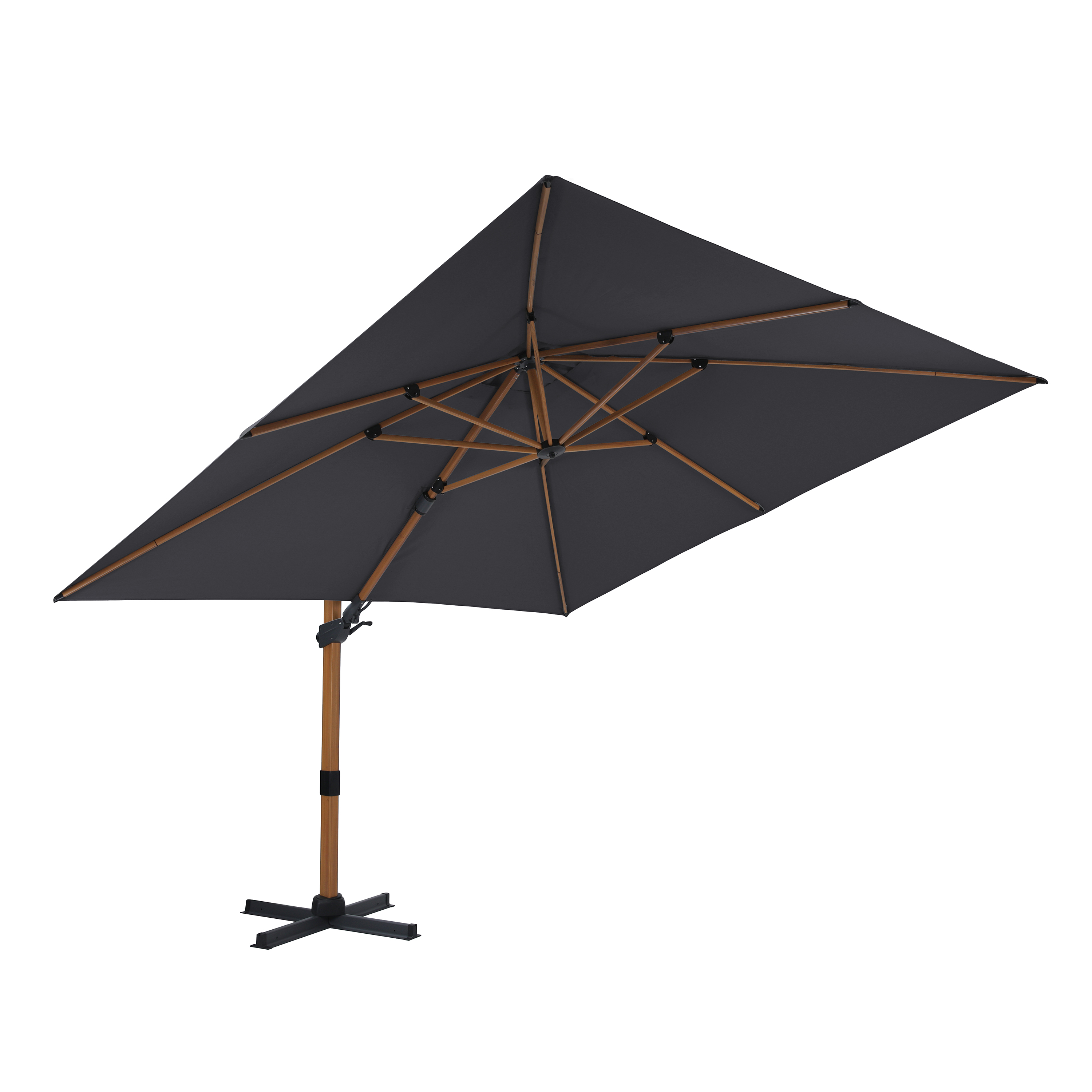 AXI Apollo Premium Cantilever Parasol 300x300cm - Wood-look/Grey-8720365063527 AXI Apollo Premium Cantilever Parasol 300x300cm - Wood-look/Grey