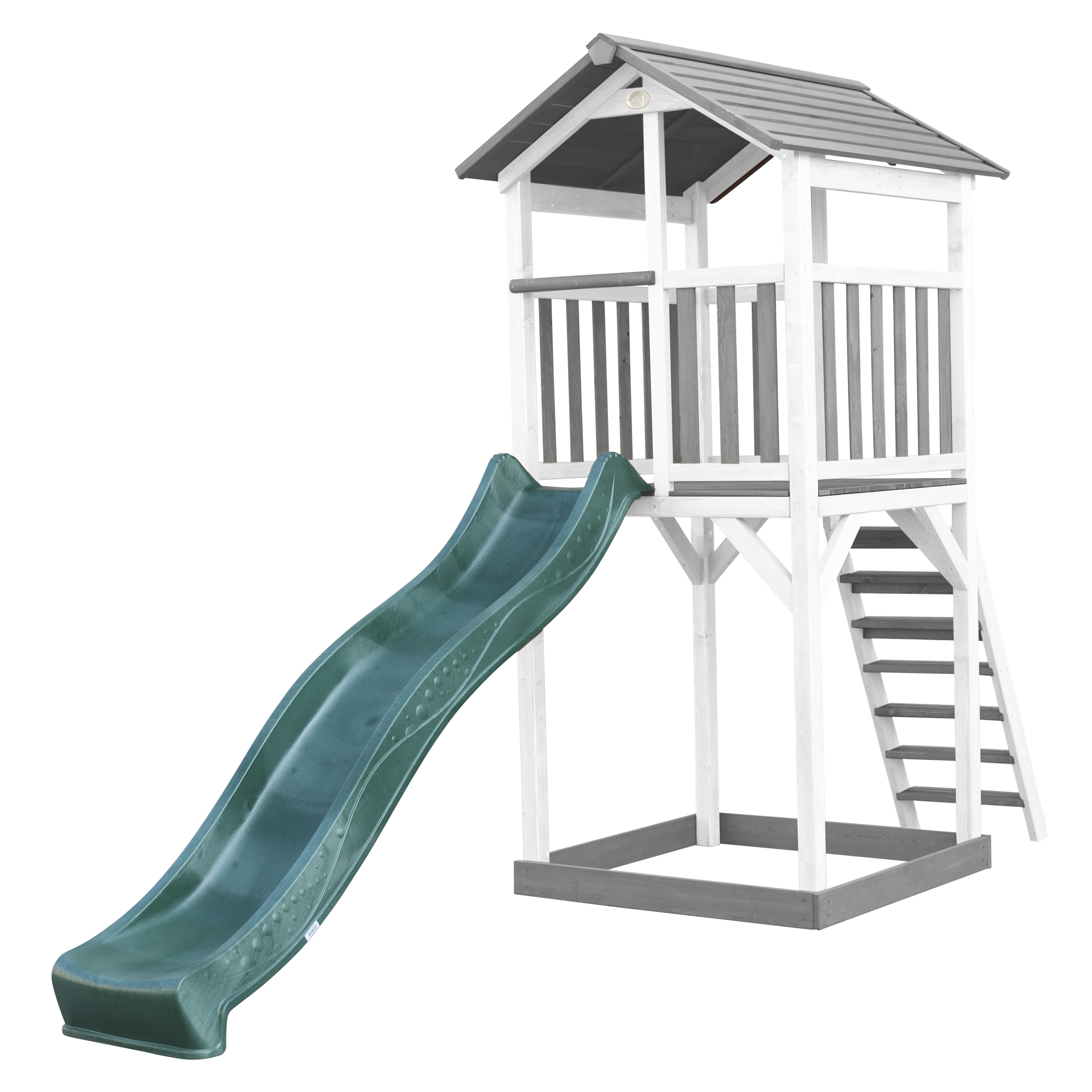 AXI Beach Tower Speeltoren Grijs/wit - Groene Glijbaan