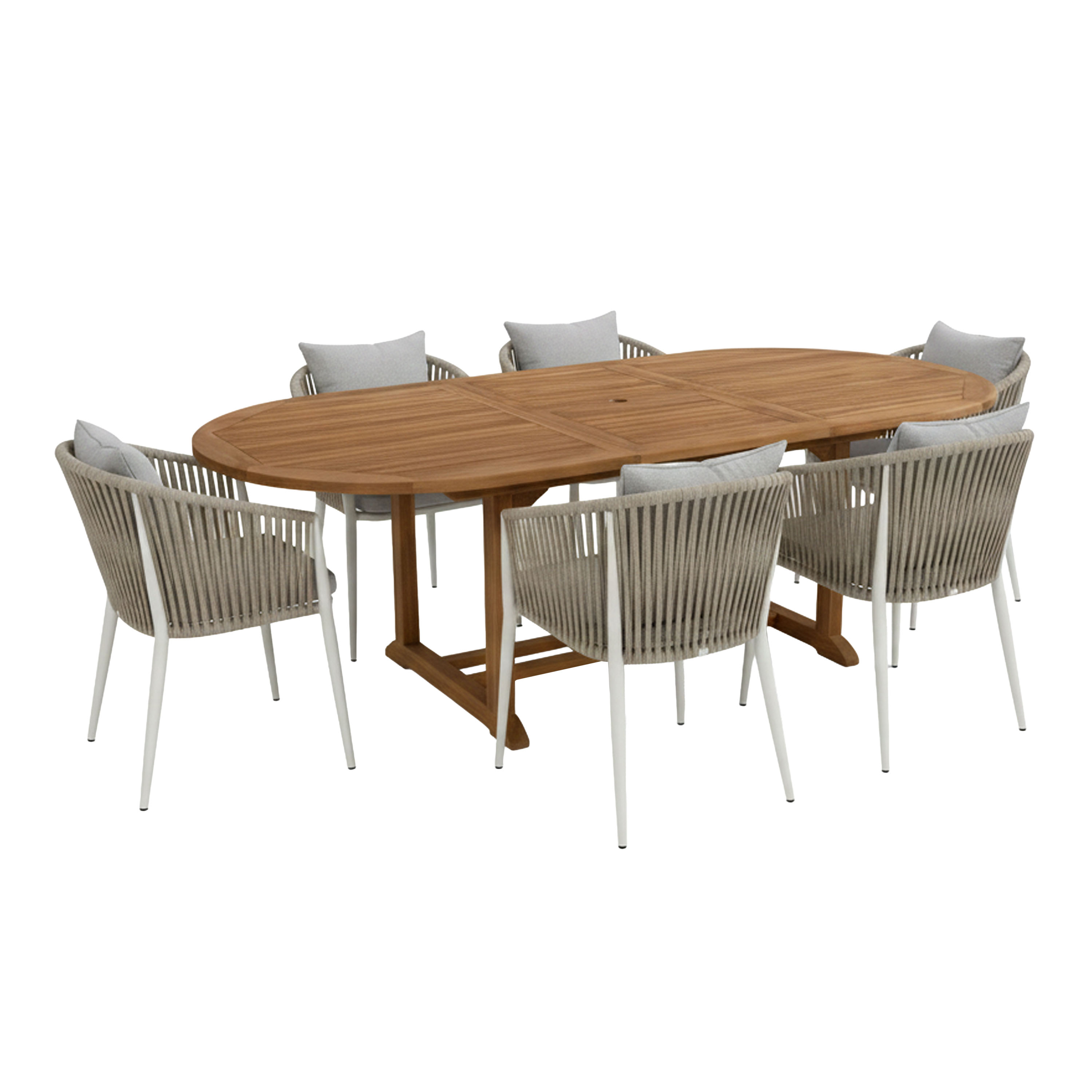 AXI Marzi/Faye 180-240 cm Dining Garden Set 7-piece Teak/Beige - Extendable