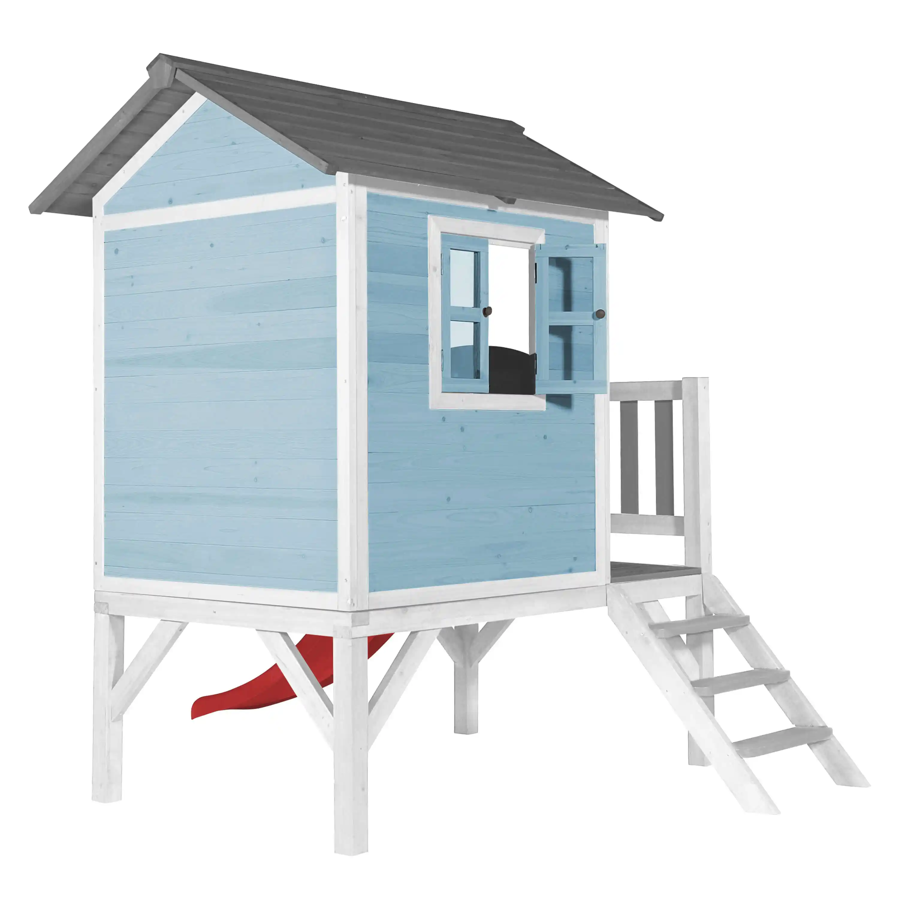 AXI Lodge XL Speelhuis Caribisch Blauw - Rode Glijbaan