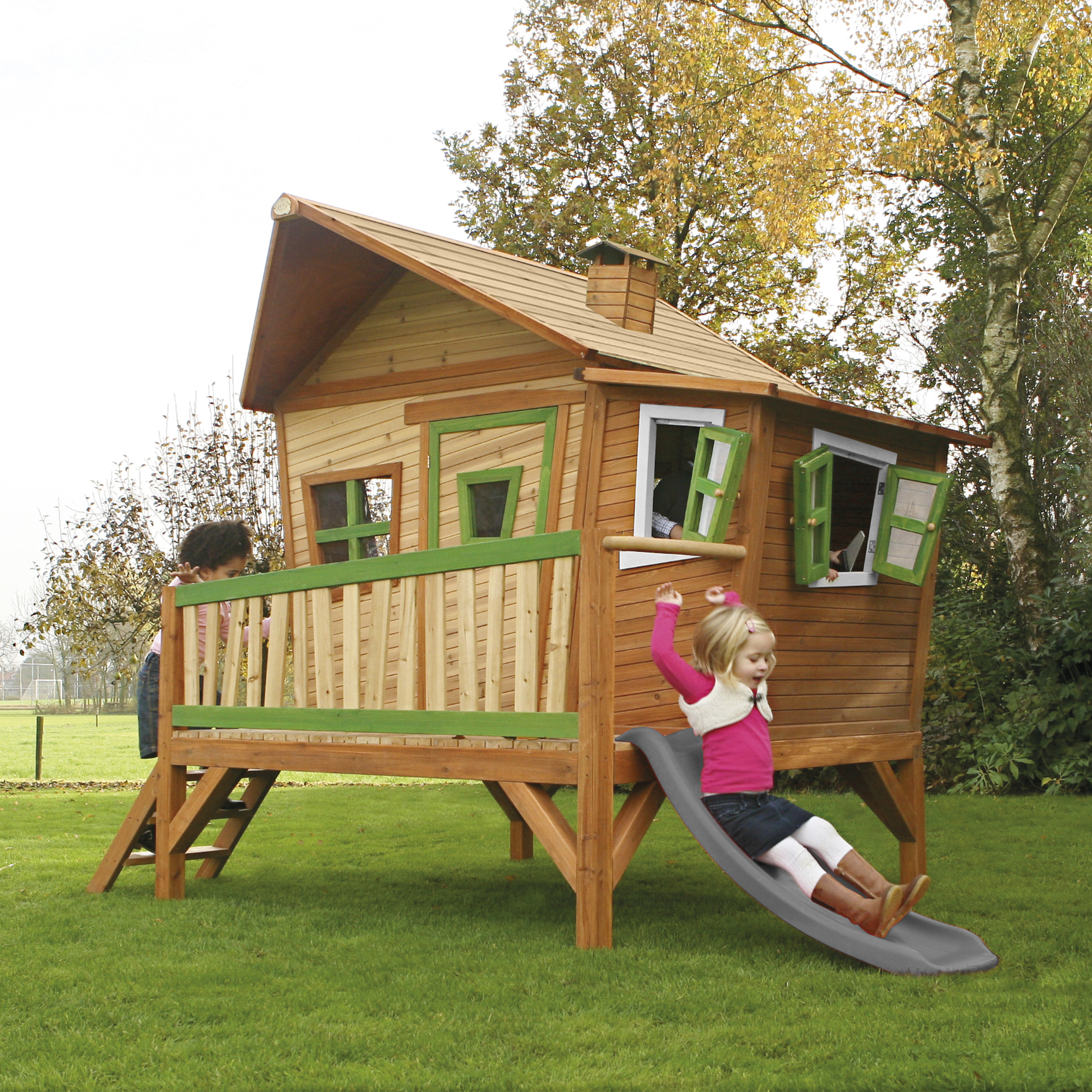 AXI Emma Playhouse Brown/Green - Grey Slide