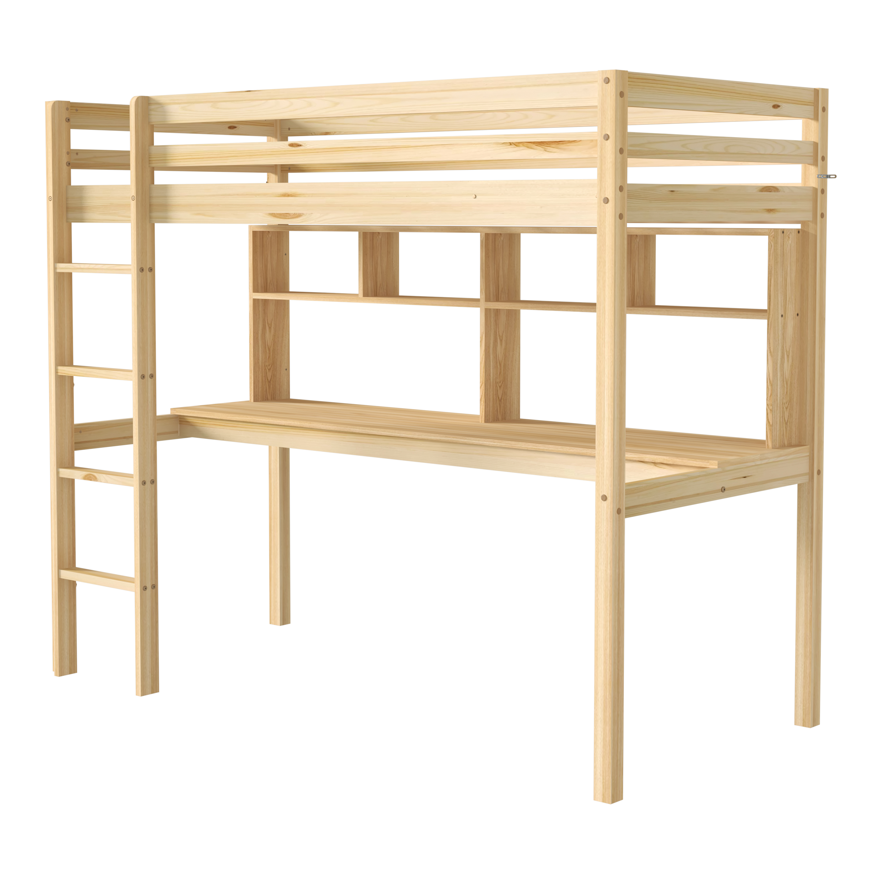 Sunny Sil Loft Bed with Desk Natural – With Mattress