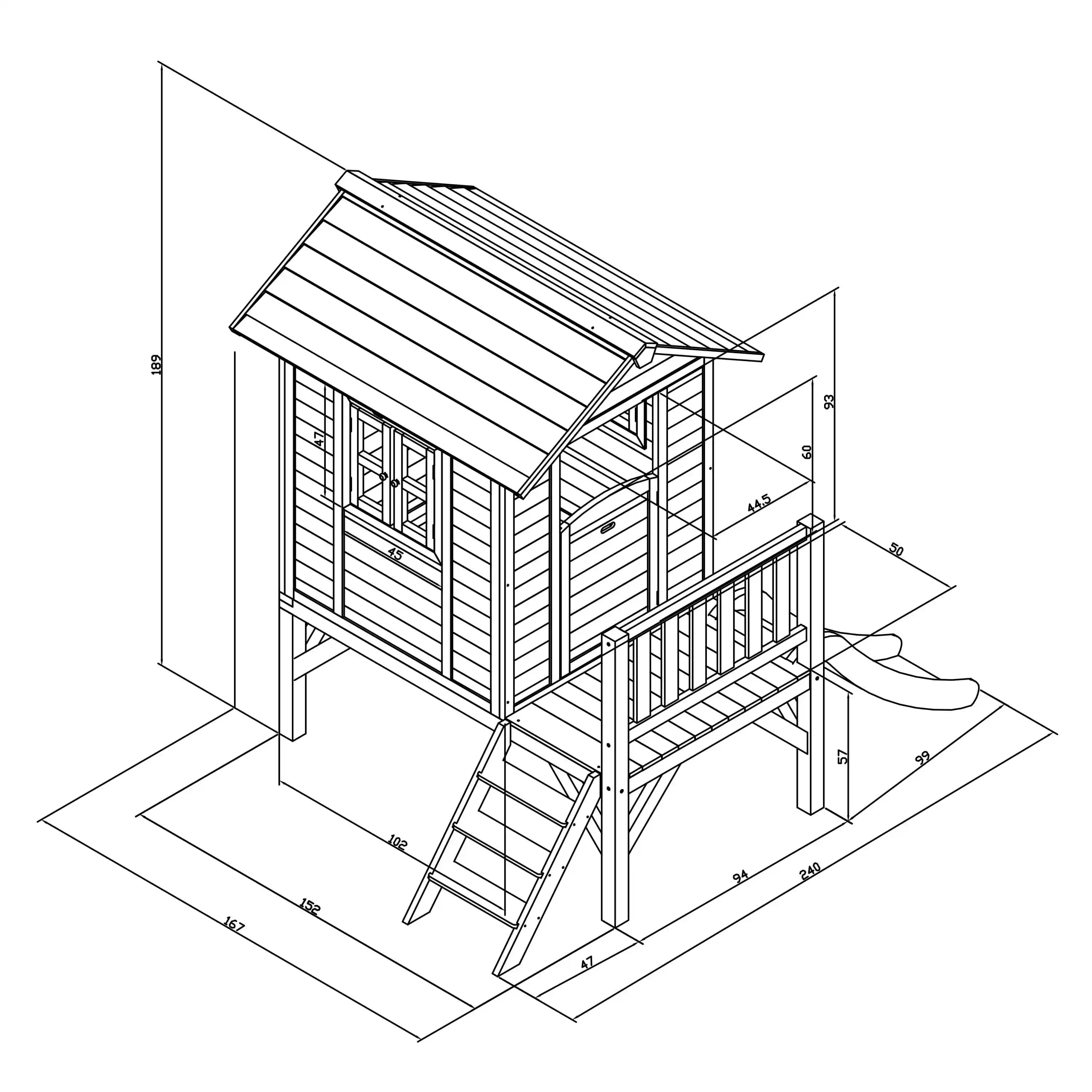 AXI Lodge XL Speelhuis Caribisch Blauw - Grijze Glijbaan