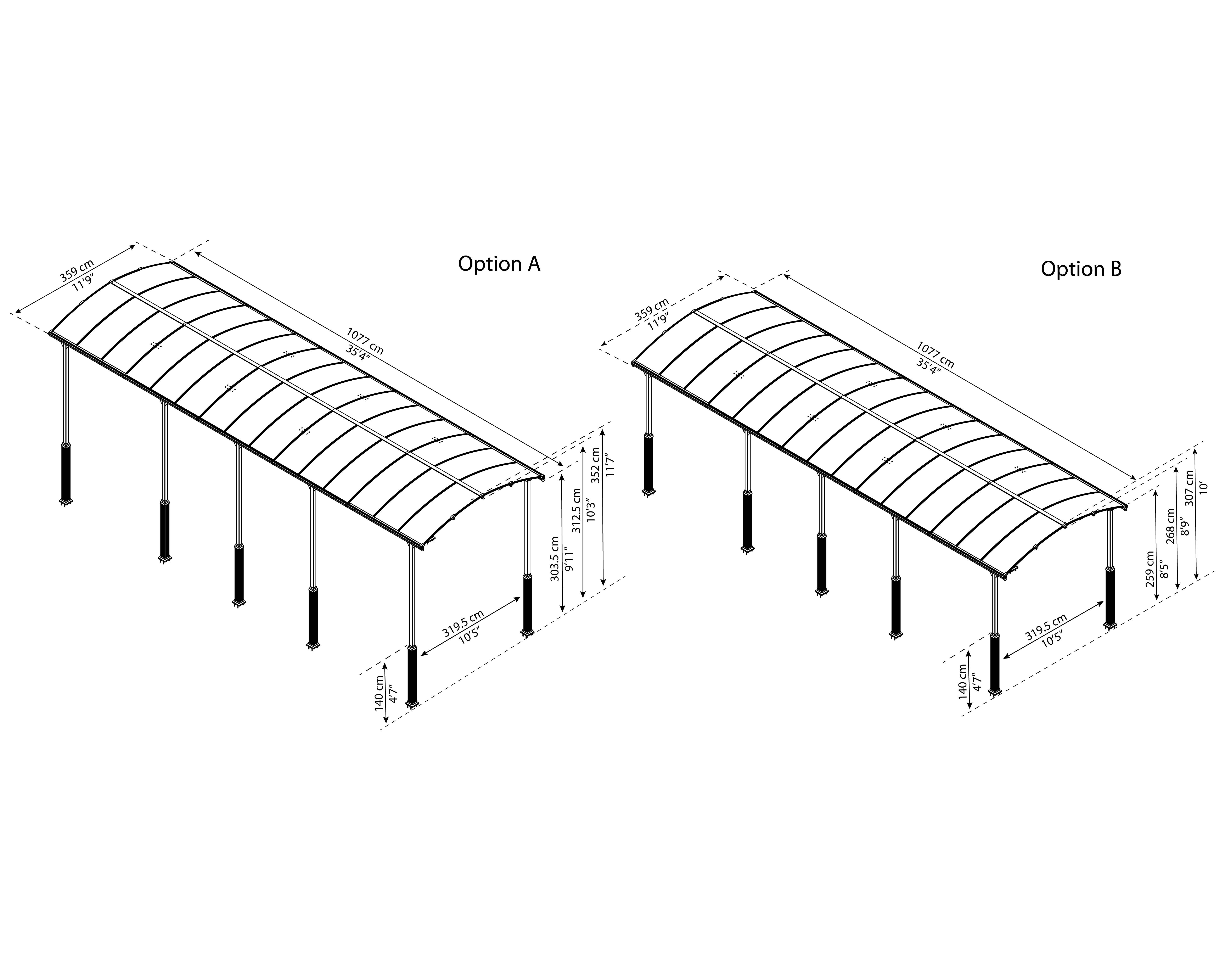 Canopia Alpine 1077X360X307 cm RV Carport en Boothuis Donkergrijs Brons