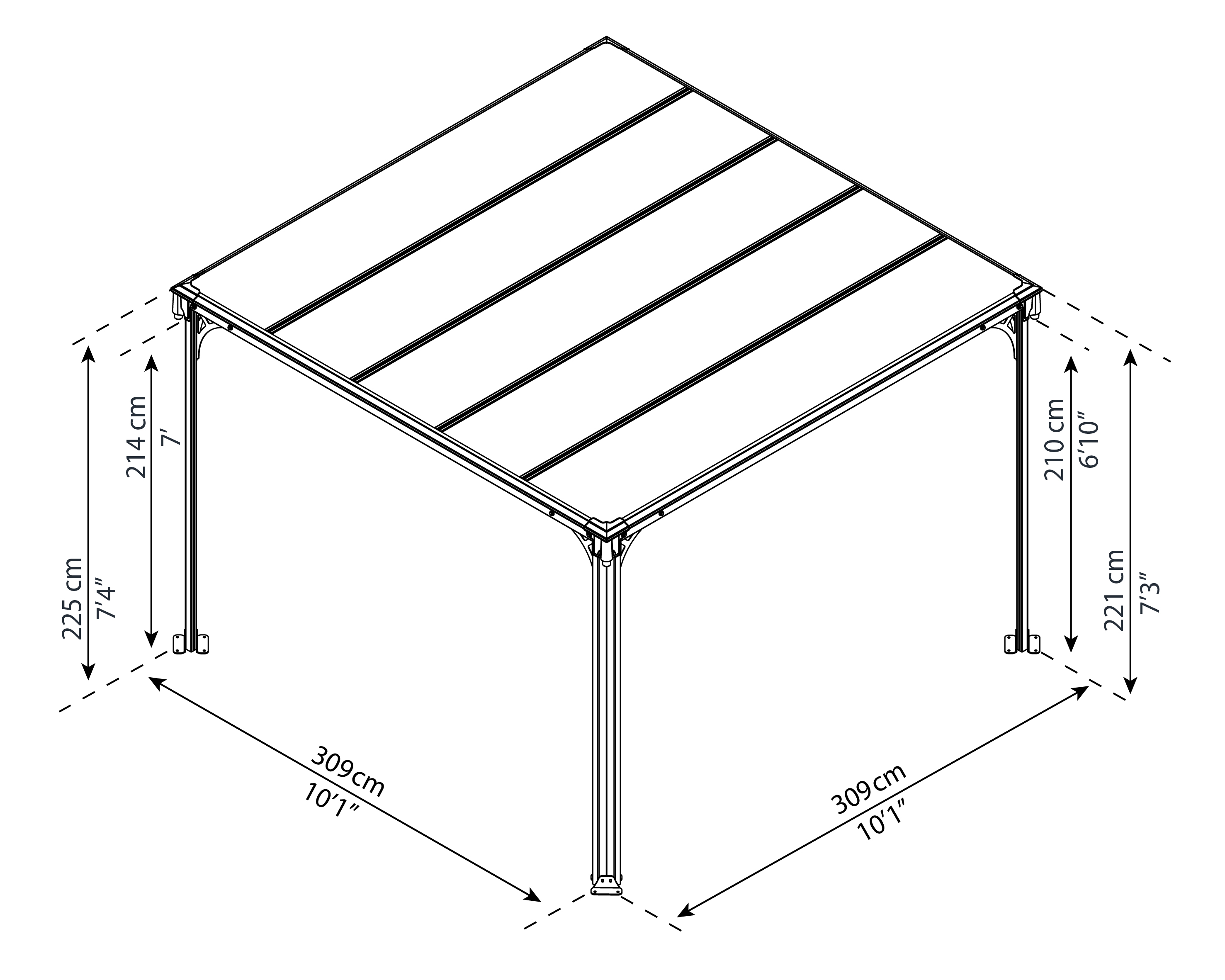 Canopia Milano 309X309 cm tuinpaviljoen Donkergrijs Brons