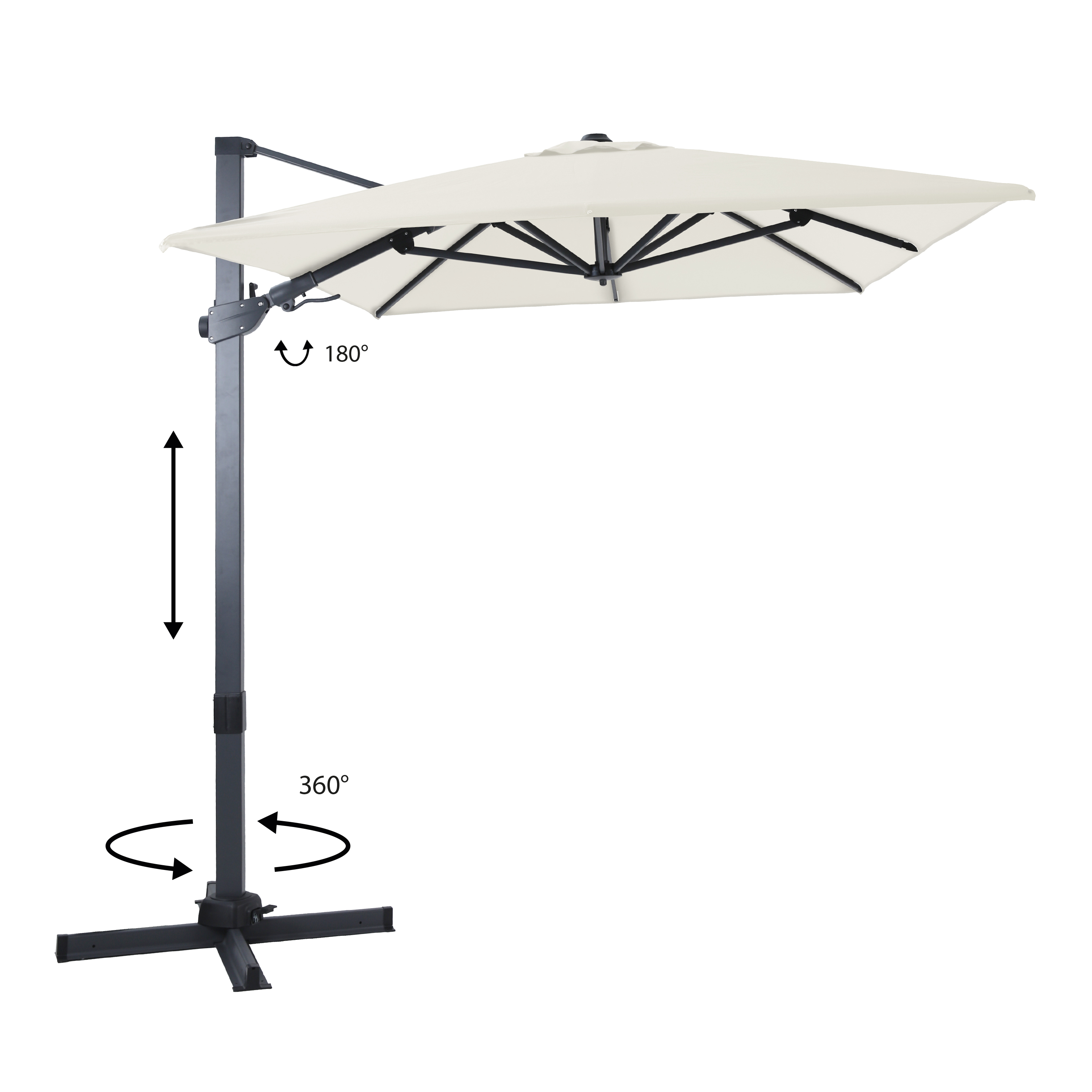 AXI Milad Premium Cantilever Parasol 200x300cm - Grey/Beige