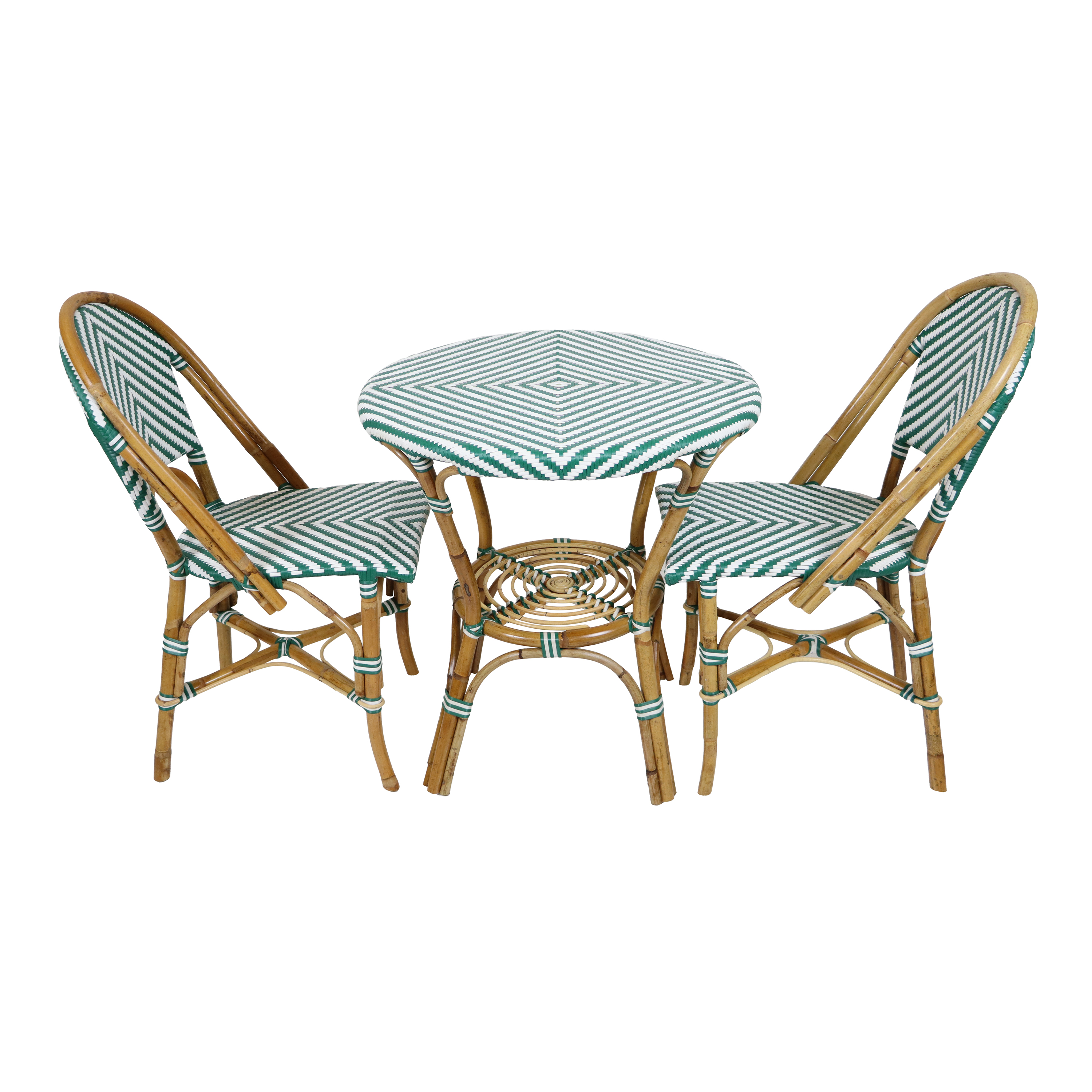 AXI Jacqueline Rattan Bistro Set Green/White-8720365066115 AXI Jacqueline Rattan Bistro Set Green/White