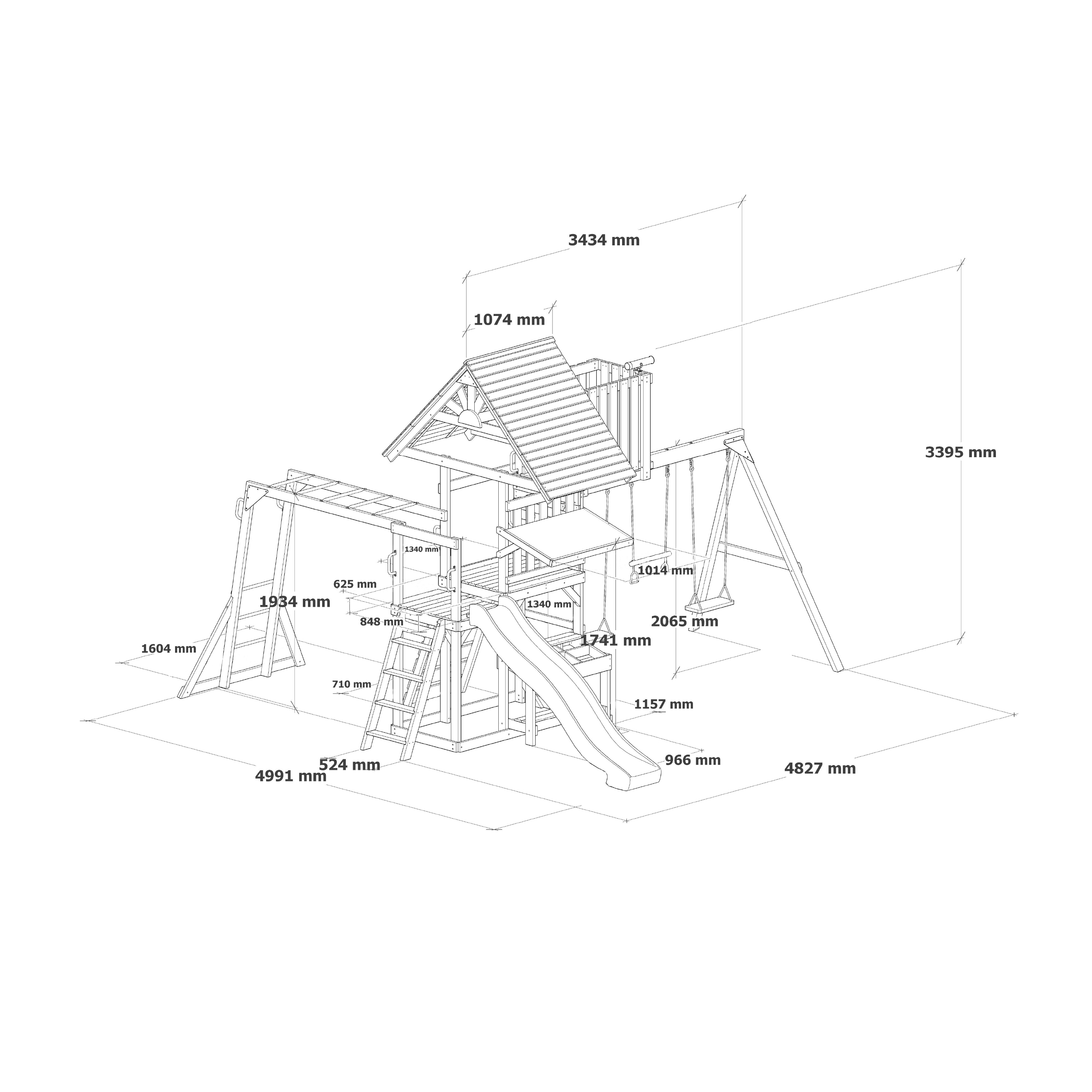 AXI Mitch Climbing Frame with Double Swing. Trapeze and Lookout Tower – Pastel Blue Slide