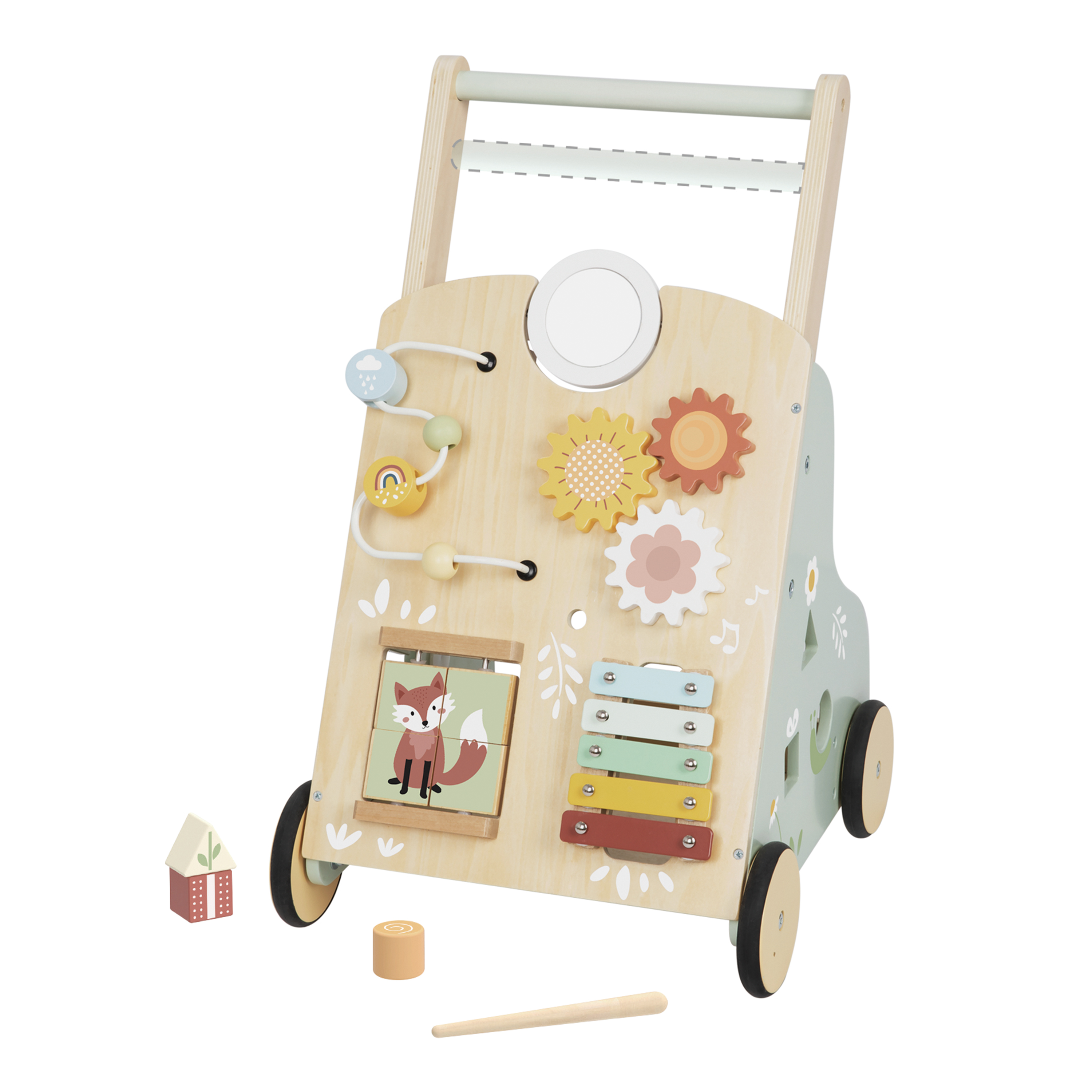 Tooky Toy Baby Loopwagen van Hout - Pastel