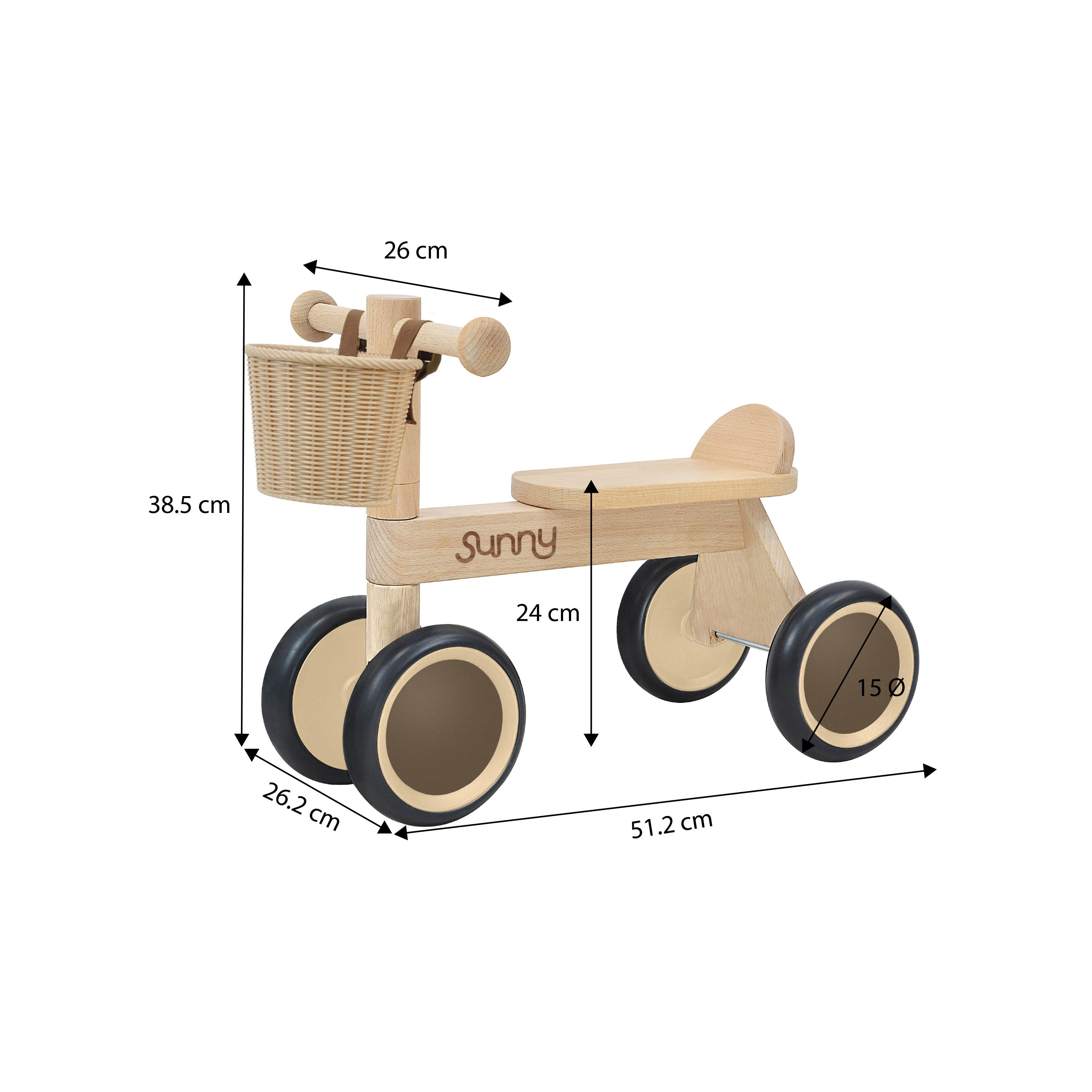 Sunny Mini Walker Houten Loopfiets incl. Opbergmandje