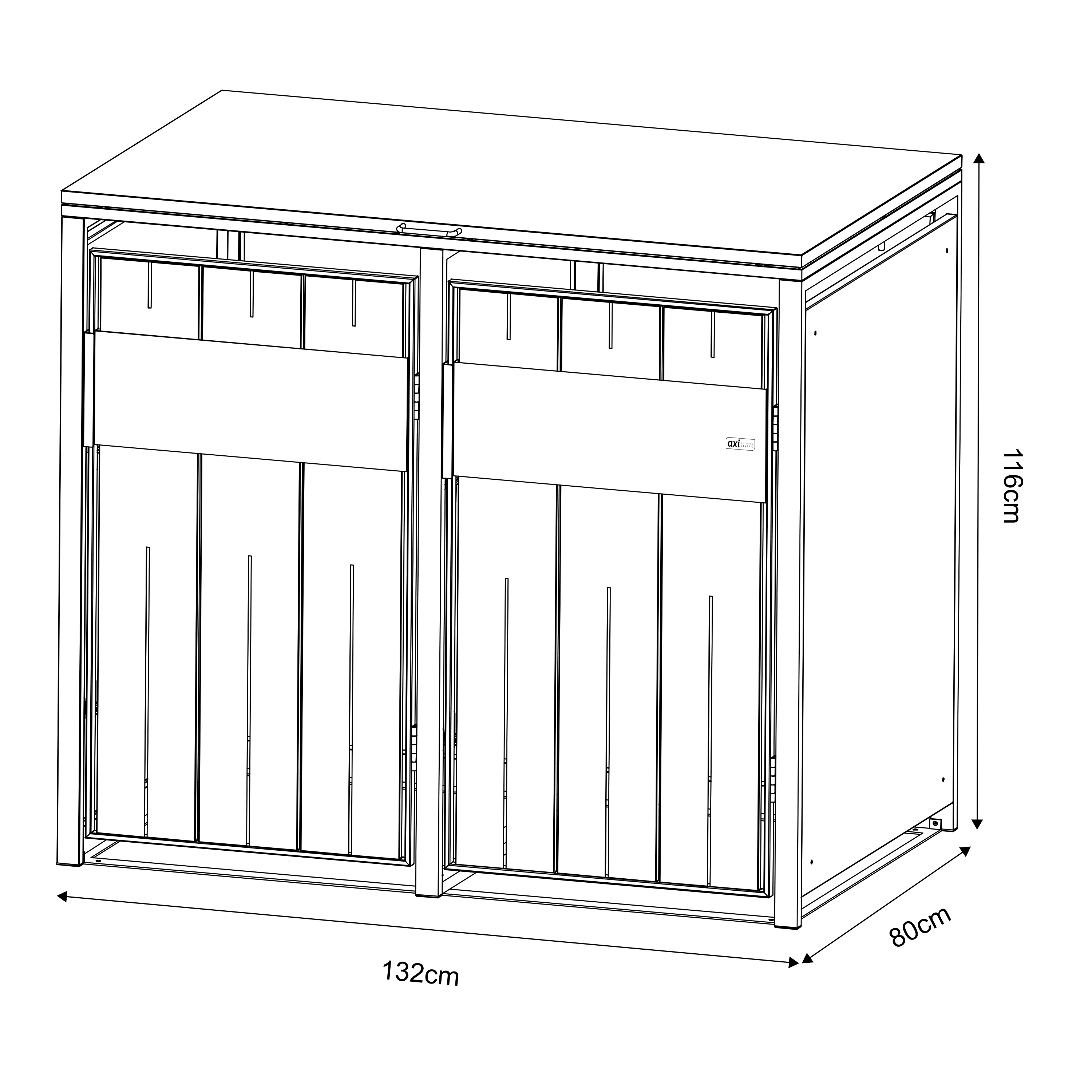 AXI Luke Metal Garbage Bin Shed - 2 Garbage Bins