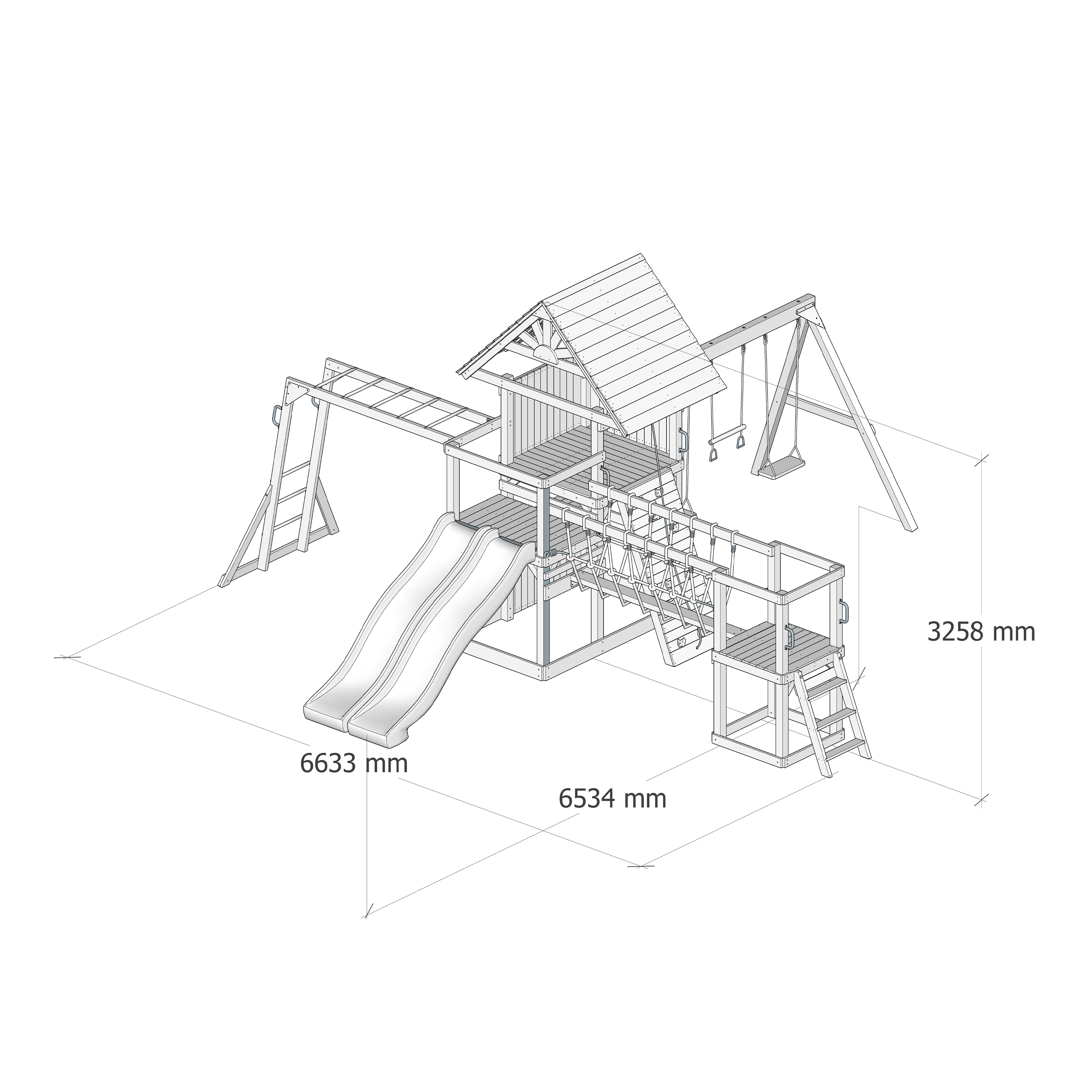 AXI Hunter Climbing Frame with Swings, Climbing Frame, Climbing Bridge and Multiple Platforms – Green Double Slide
