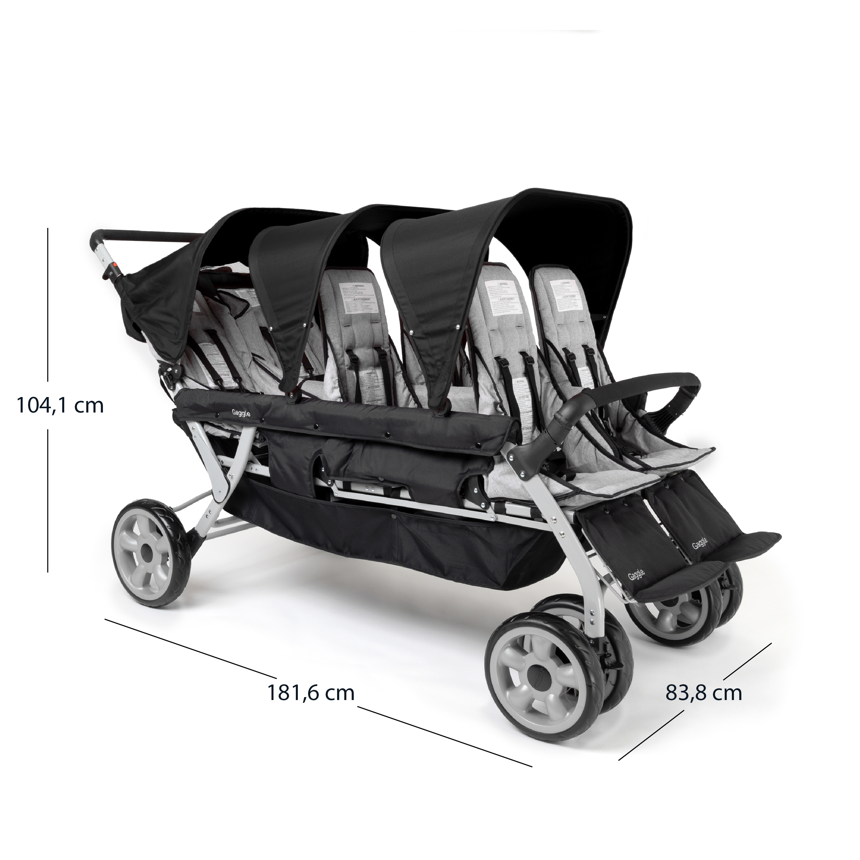 Gaggle Jamboree opvouwbare kinderwagen / buggy voor 6 kinderen in zwart
