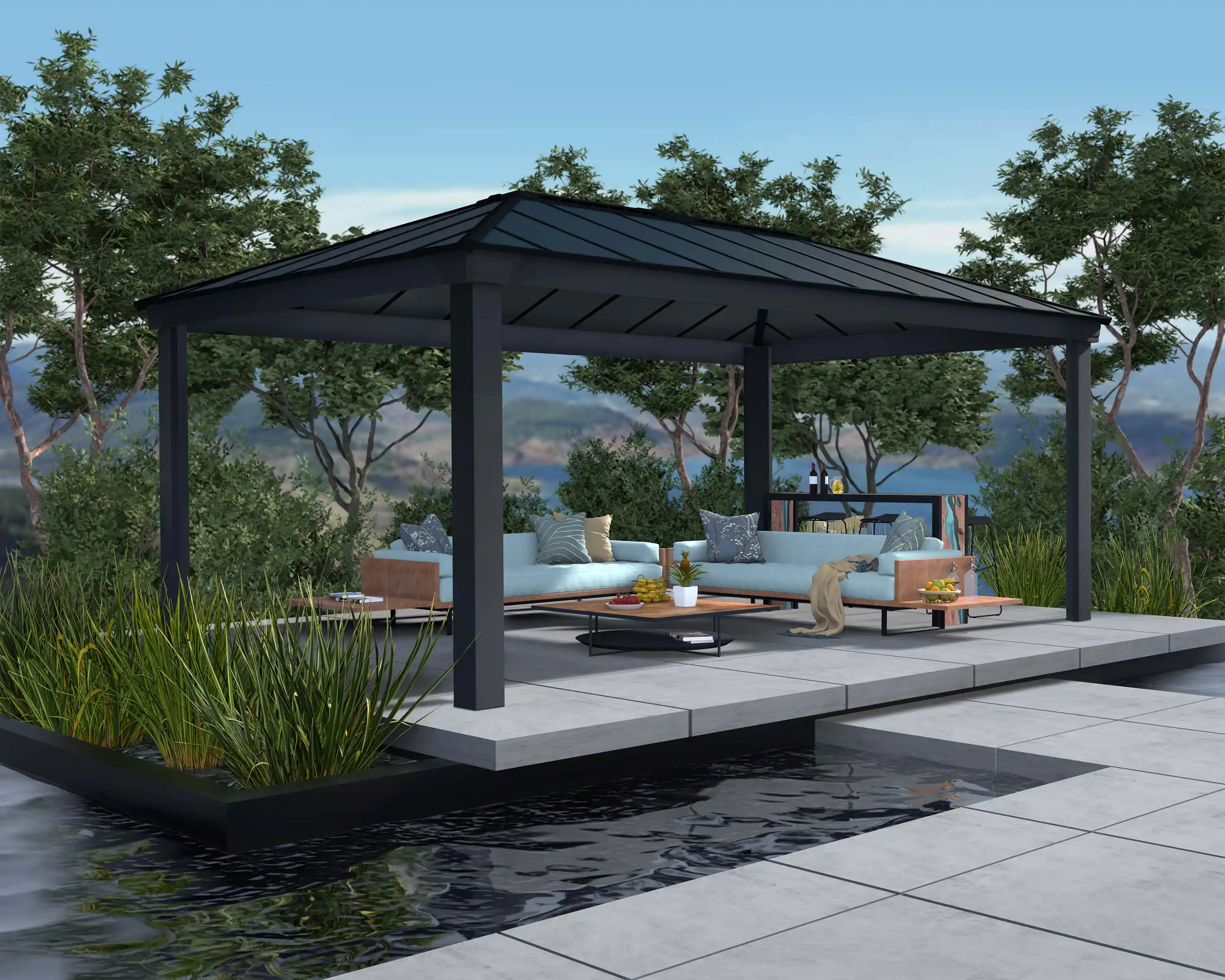 Canopia Dallas 611X363X207 tuinpaviljoen Donkergrijs Zonnegrijs-7290108601954 Canopia Dallas 611X363X207 tuinpaviljoen Donkergrijs Zonnegrijs