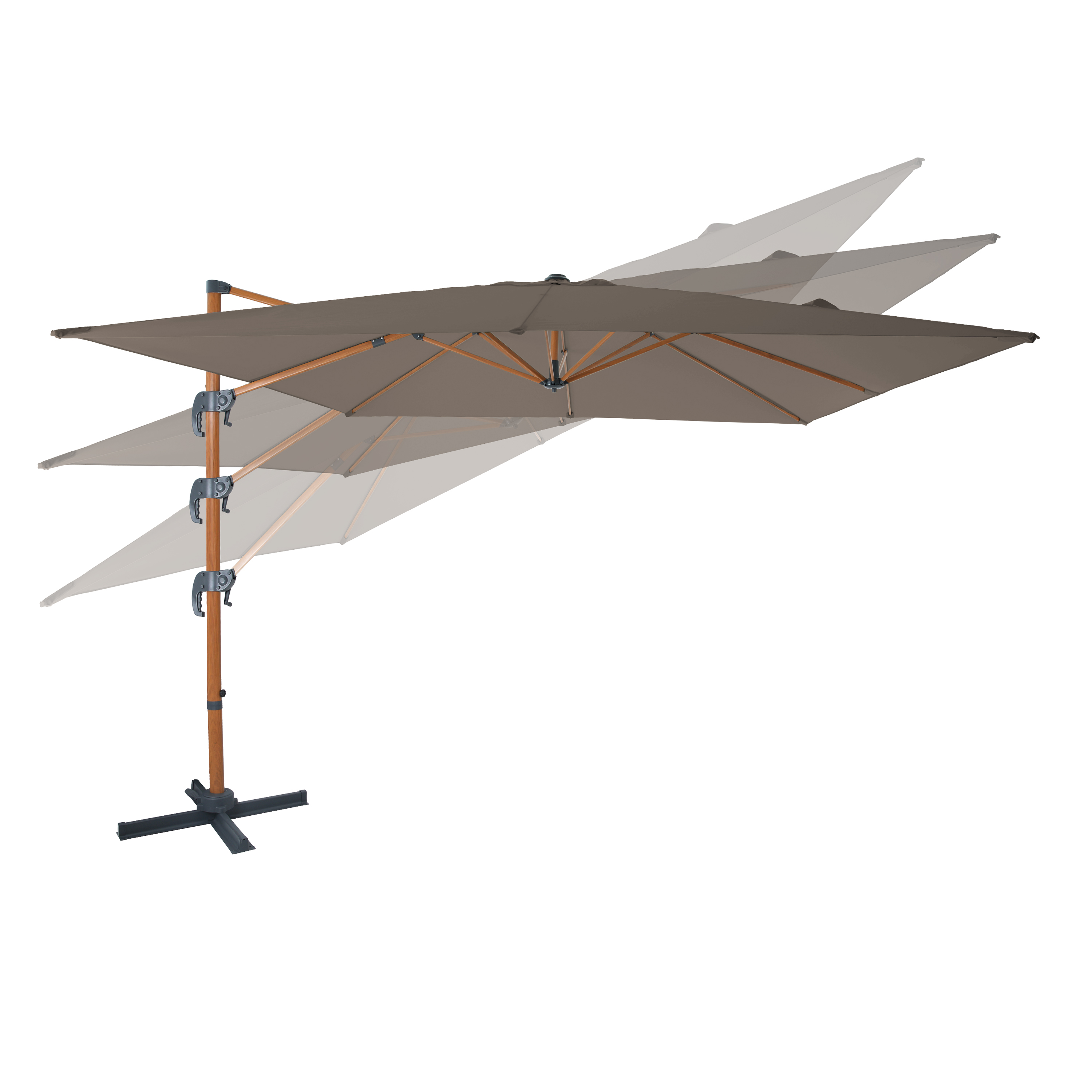 AXI Nima Zweefparasol 300x300 Houtlook/taupe 
