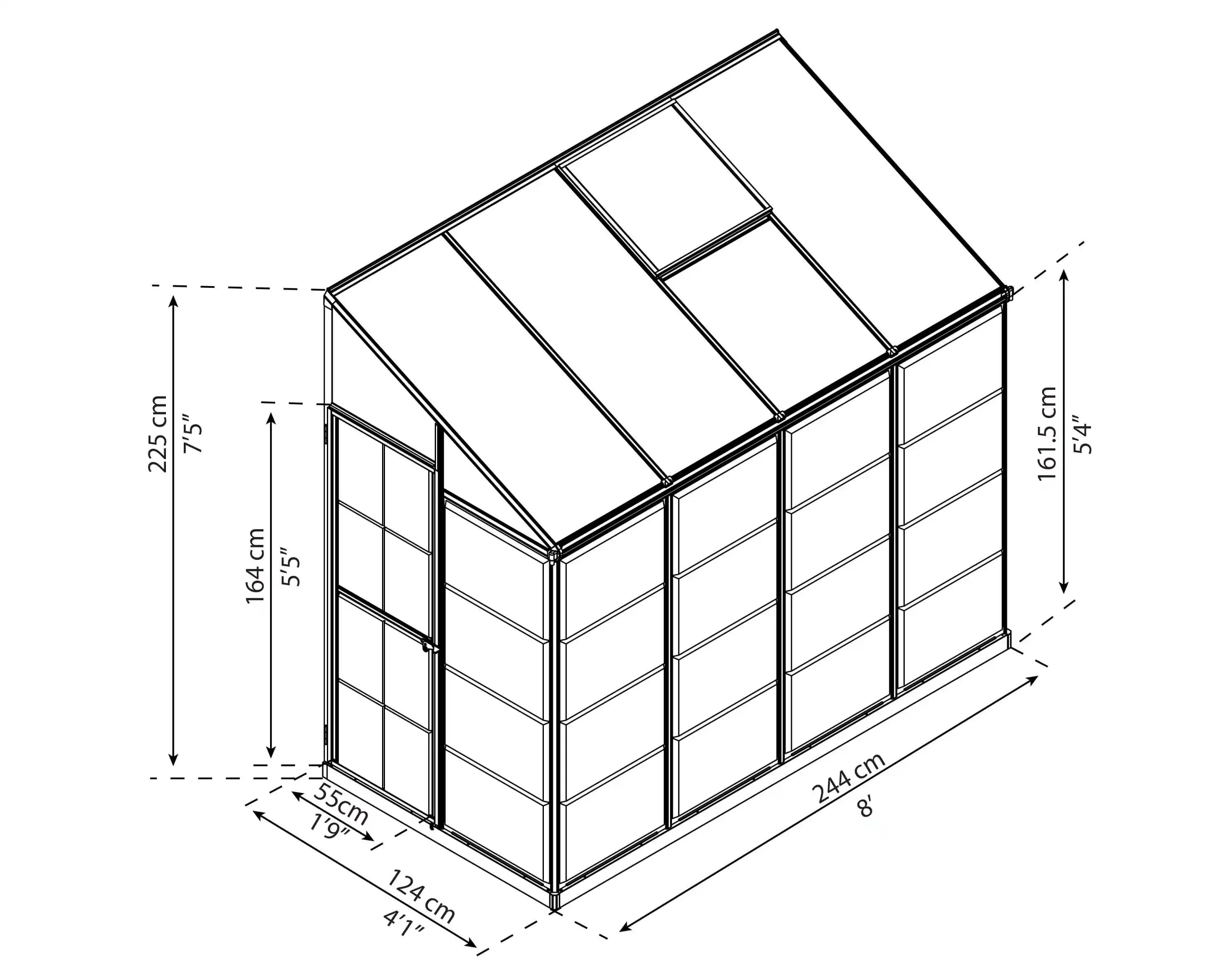 Canopia Tuinkas Lean-to Grow  Hybride 244X124.5X225 cm Zilver