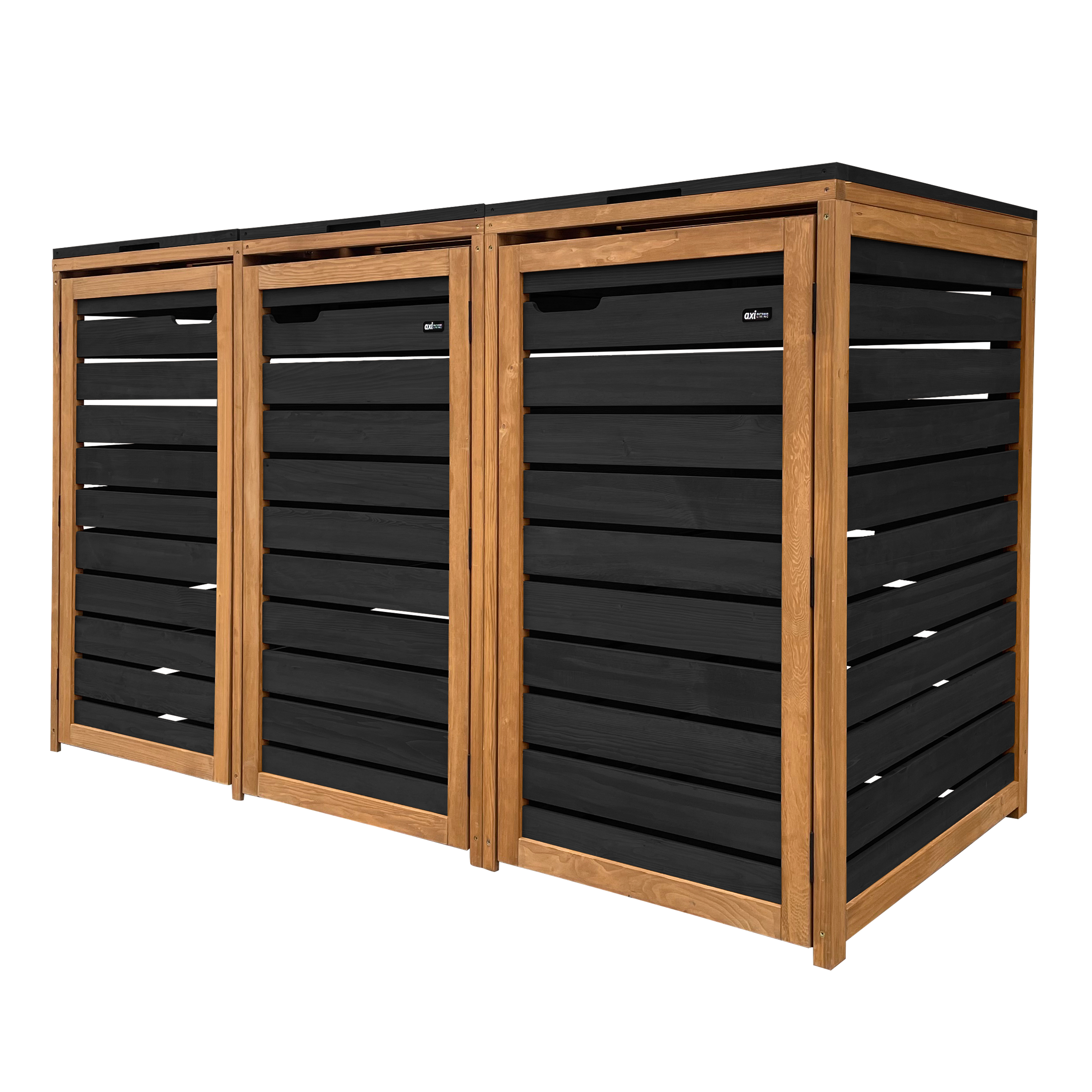 AXI Lex Wooden Bin Storage Black/Brown - 3 bins