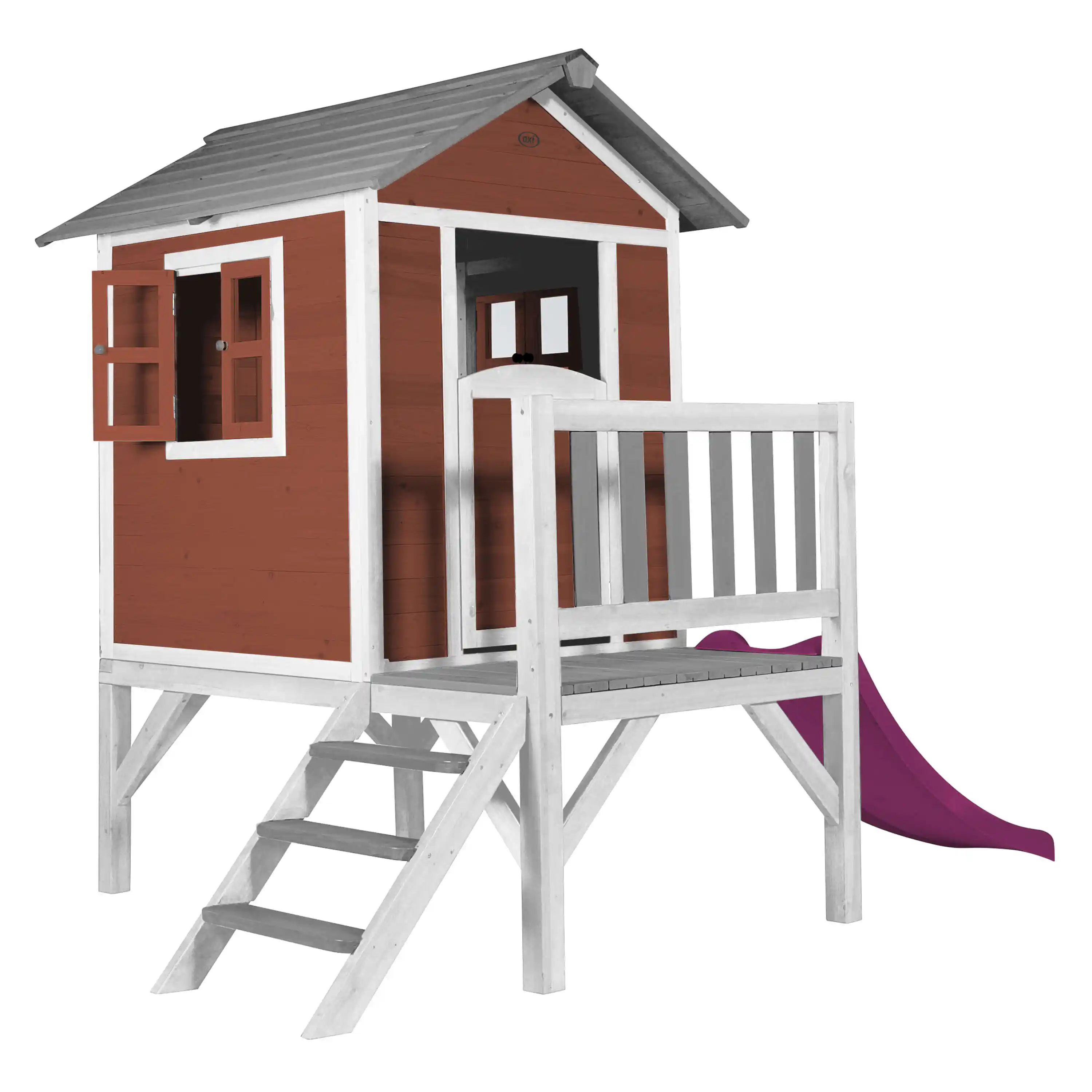 AXI Lodge XL Speelhuis Scandinavisch Rood - Paarse Glijbaan