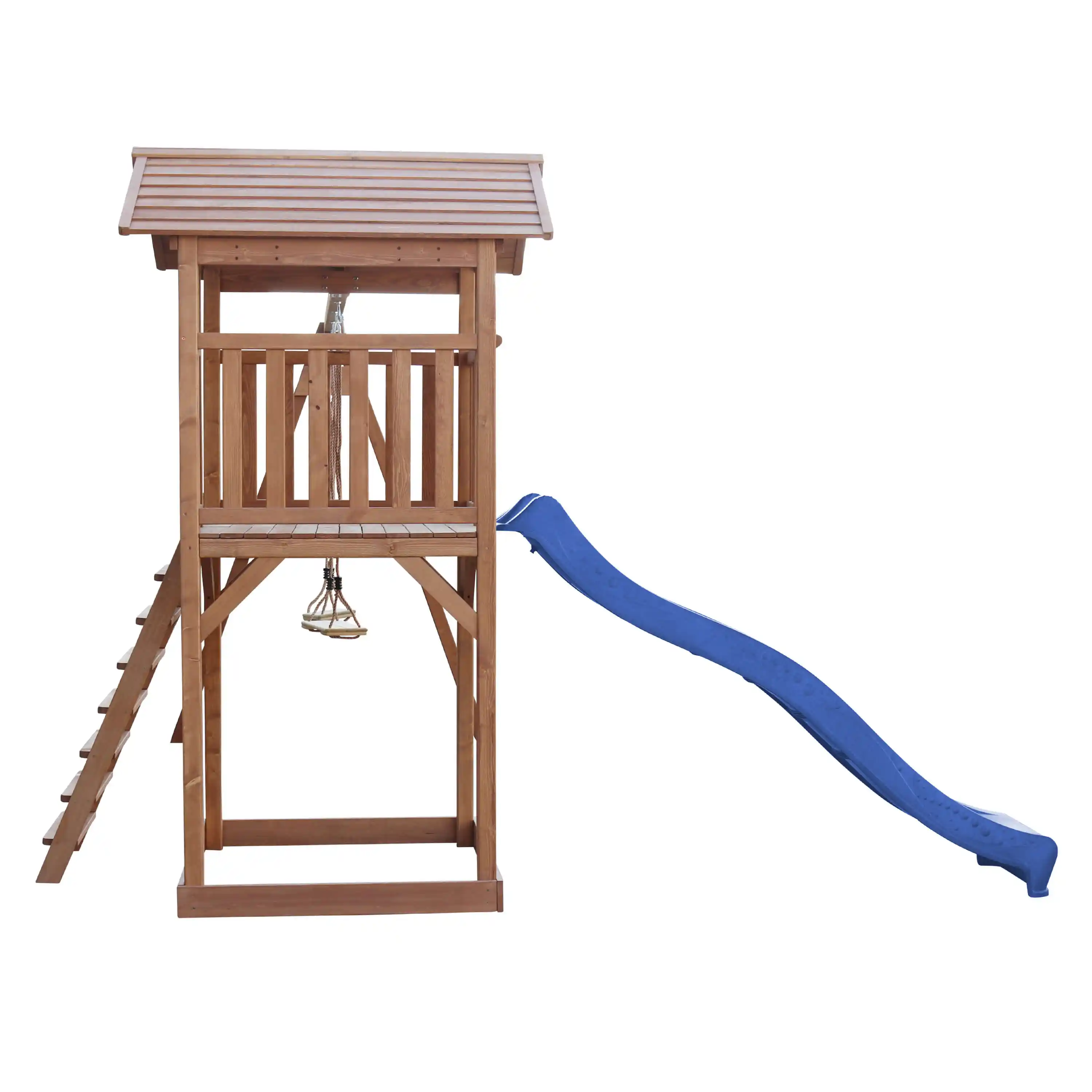 AXI Beach Tower Speeltoren met Dubbele Schommel Bruin - Blauwe Glijbaan