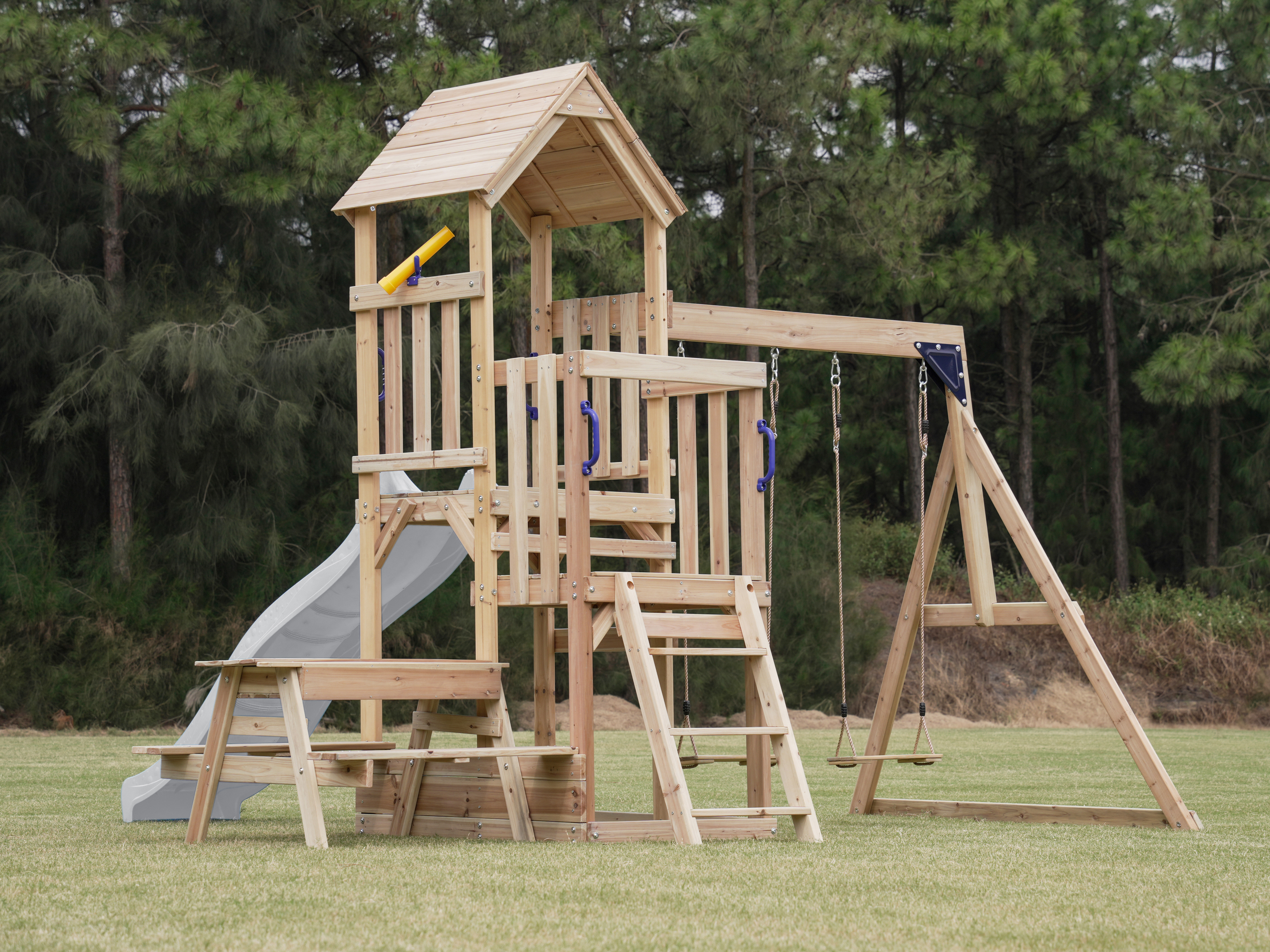 AXI Mette Playground with Double Swing Brown - White Slide 