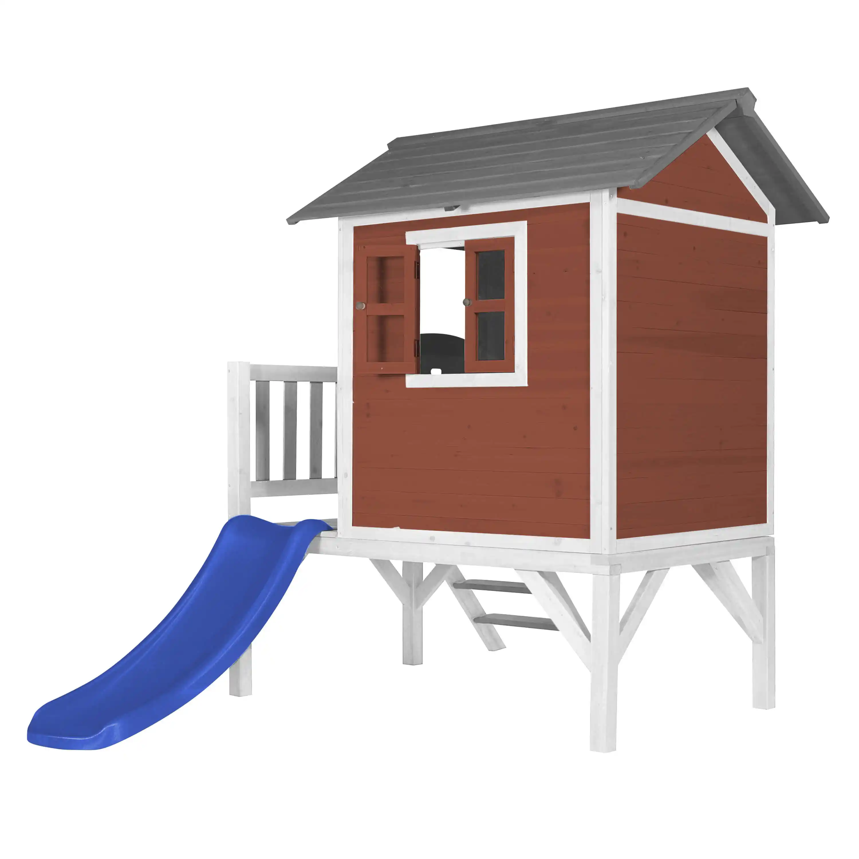 AXI Lodge XL Speelhuis Scandinavisch Rood - Blauwe Glijbaan