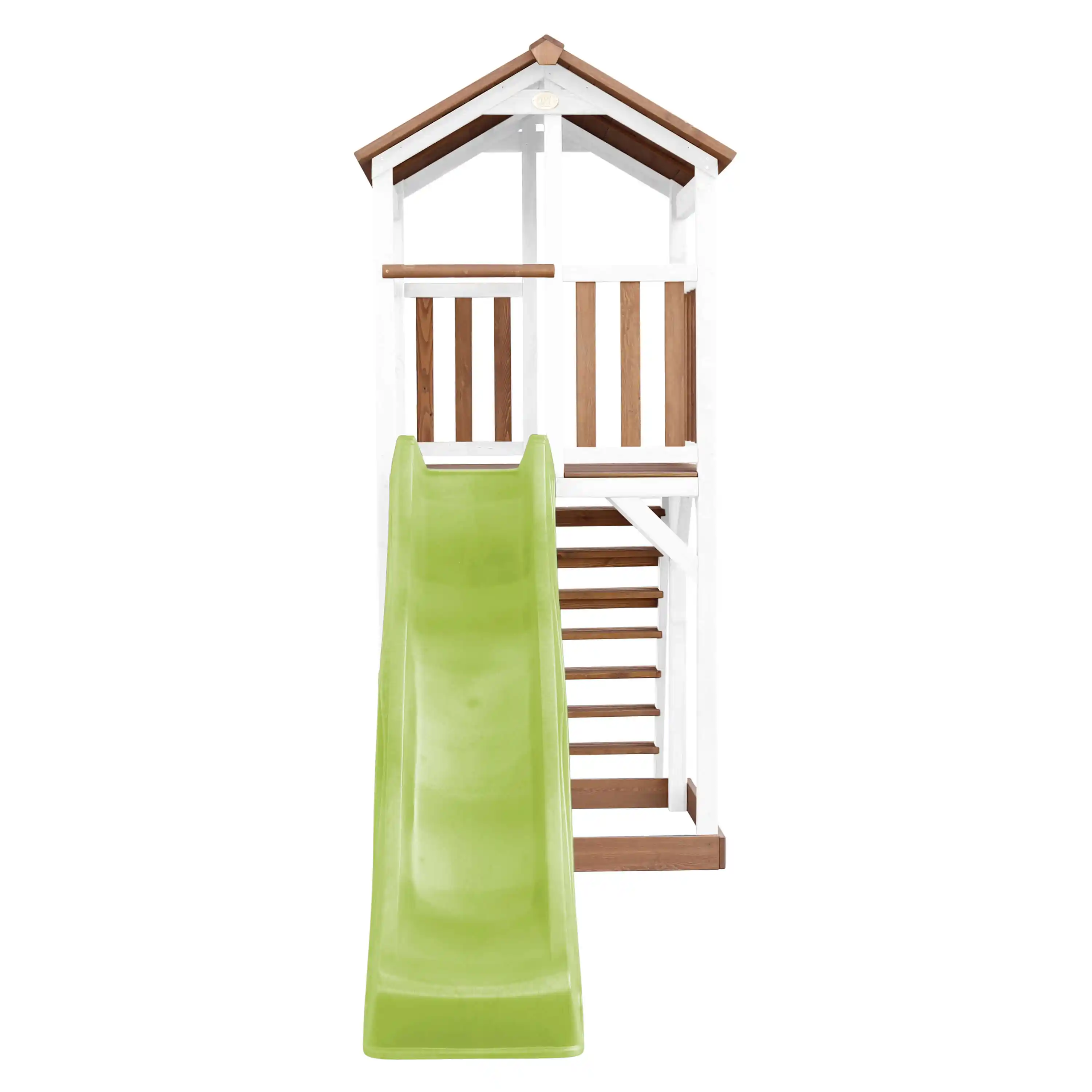 AXI Beach Tower Speeltoren Bruin/wit - Limoen groene Glijbaan