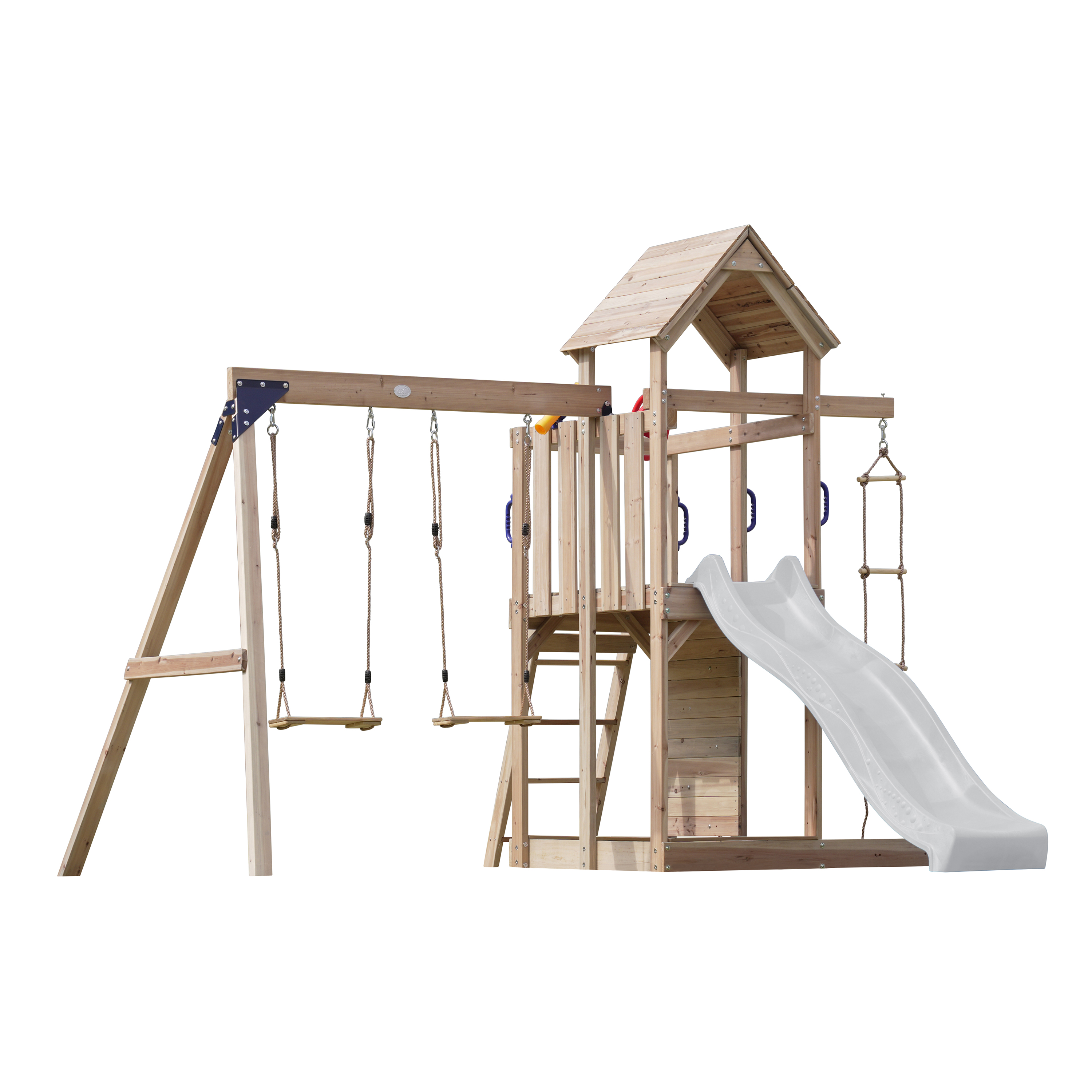 AXI Moos Climbing Frame with Double Swing Set - White Slide-8720365064531 AXI Moos Climbing Frame with Double Swing Set - White Slide