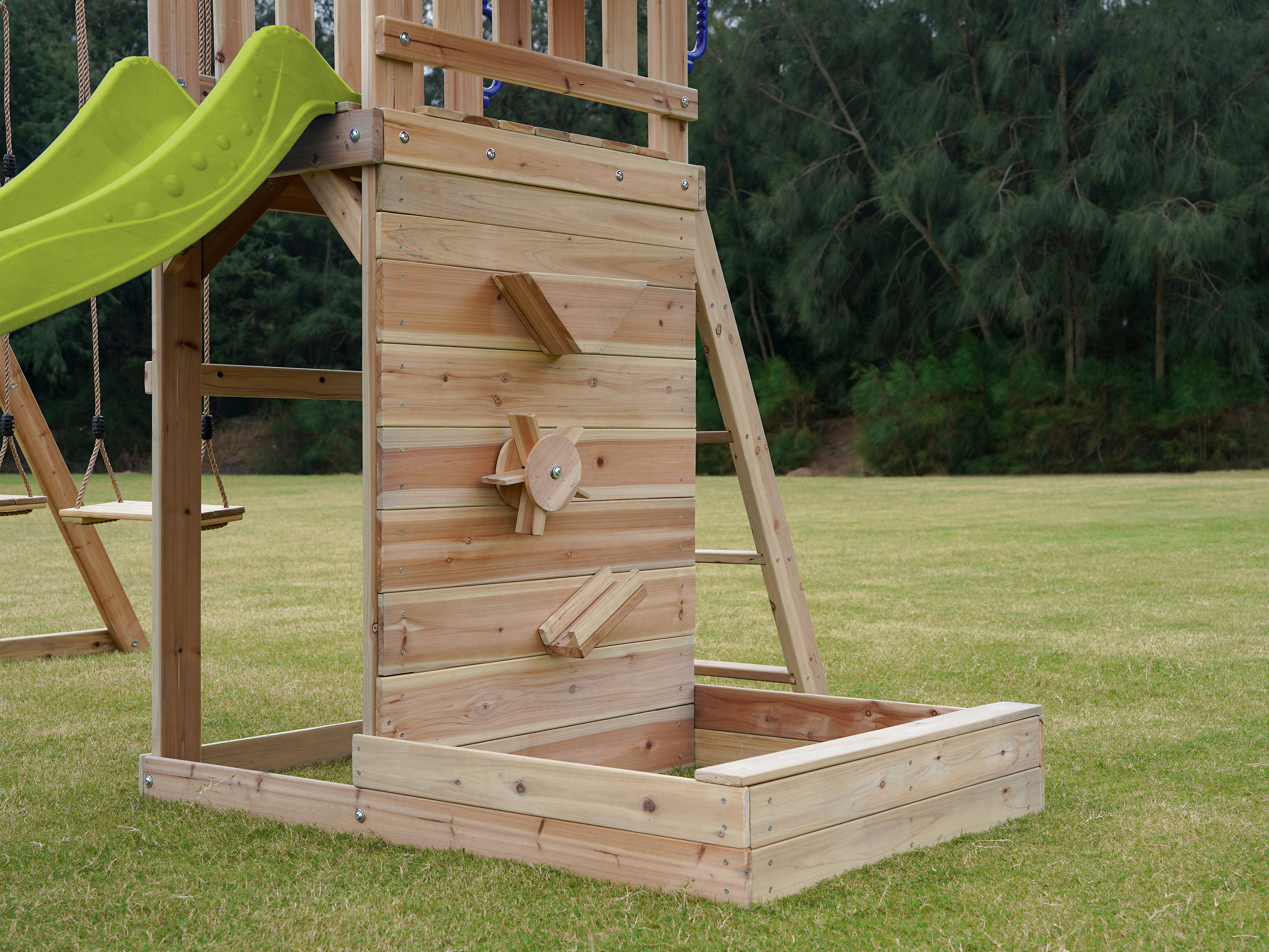 AXI Malik Play Set with Double Swing Brown - Lime green Slide 