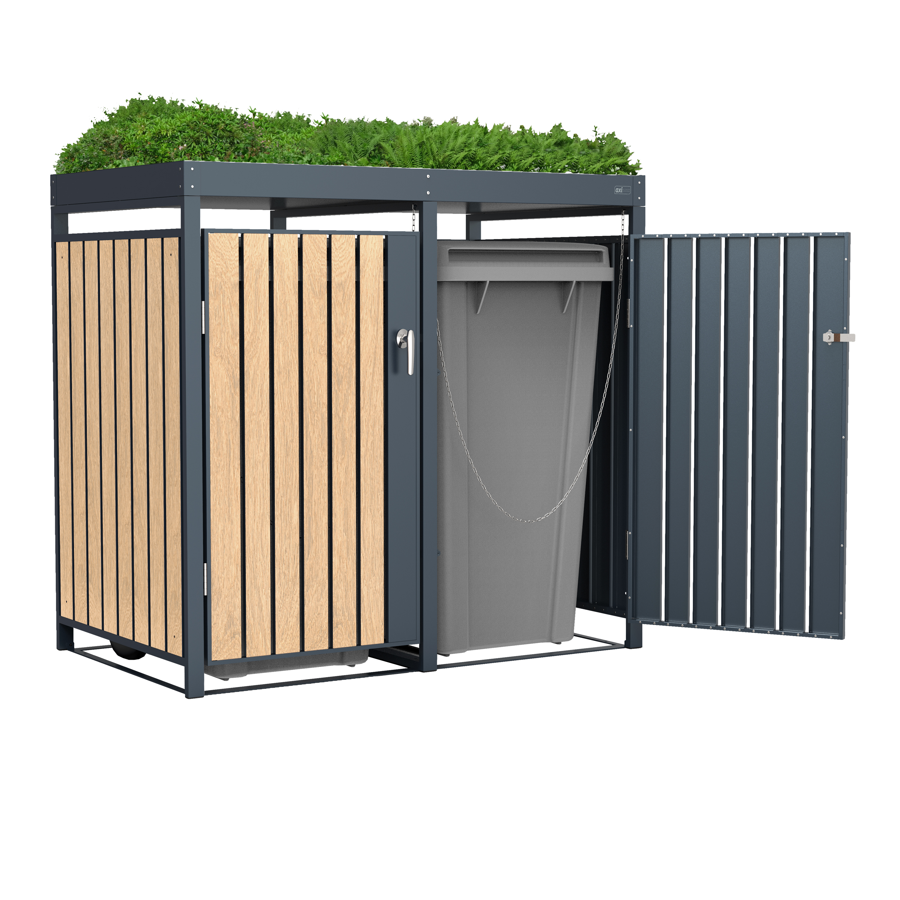 AXI Leon Containerombouw van Metaal Antraciet/Houtlook met plantenbak - 2 containers