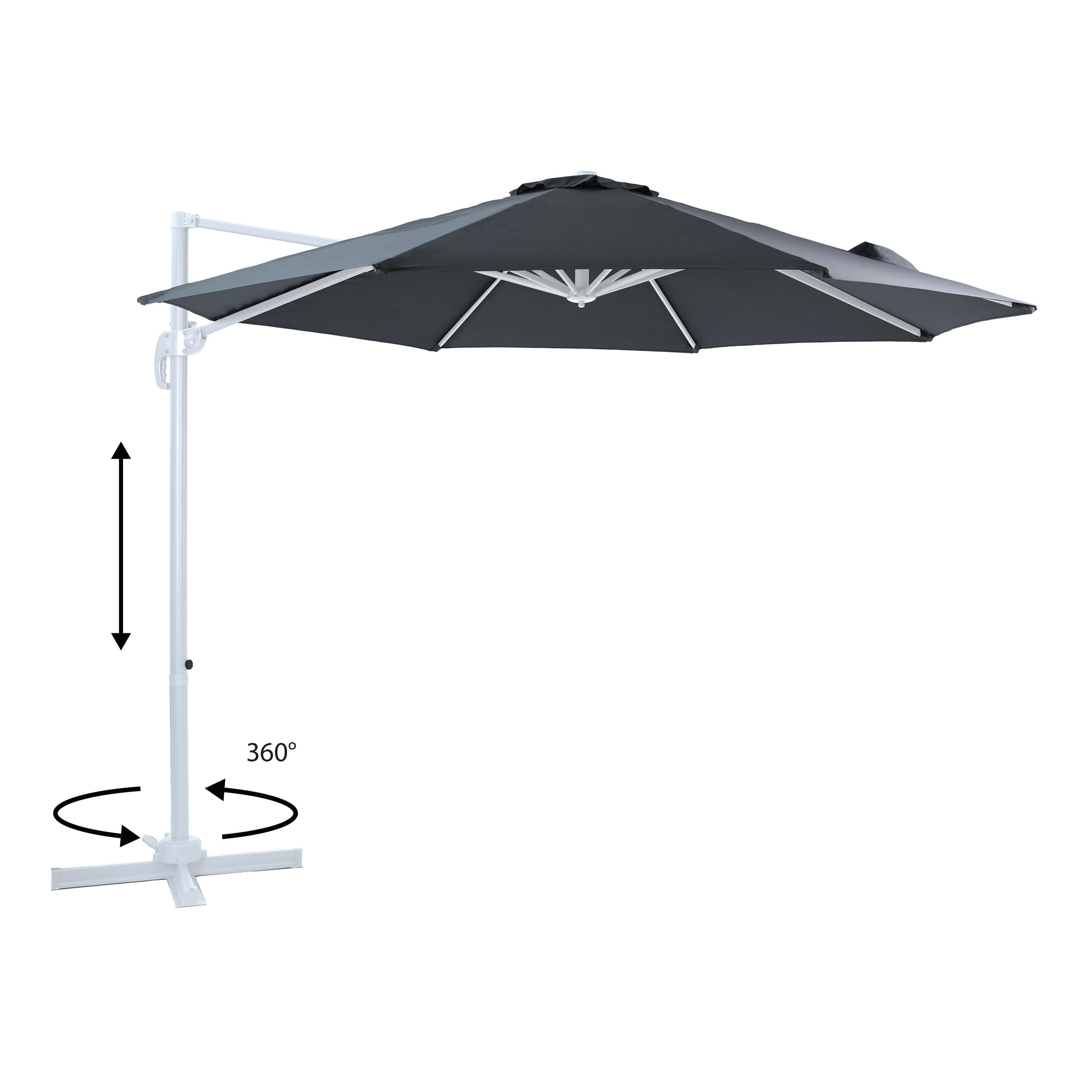 AXI Marisol Zweefparasol Ø 300cm Wit/grijs