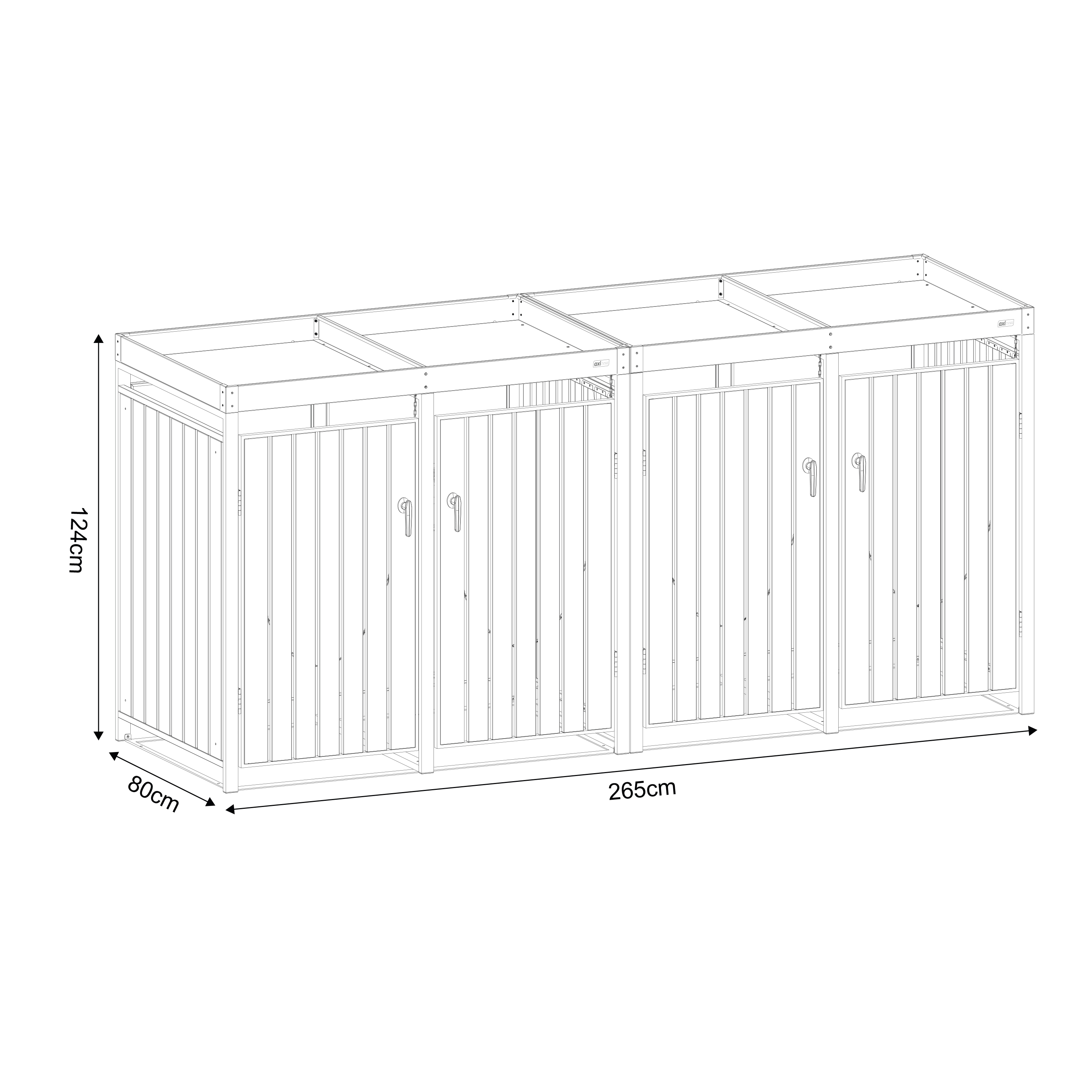 AXI Leon Metal Garbage Bin Shed with Planter - 4 Garbage Bins