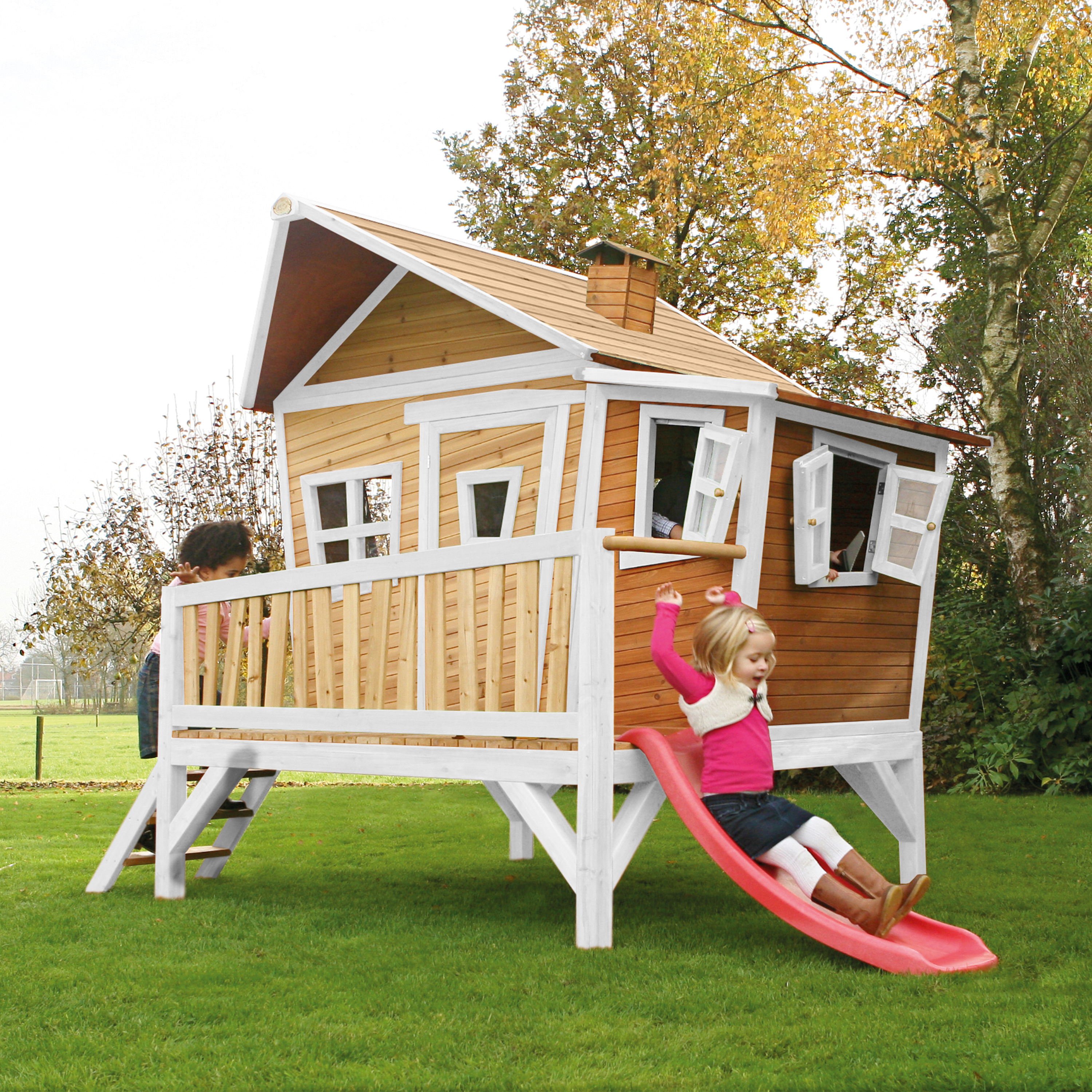 AXI Emma Playhouse Brown/White - Red Slide