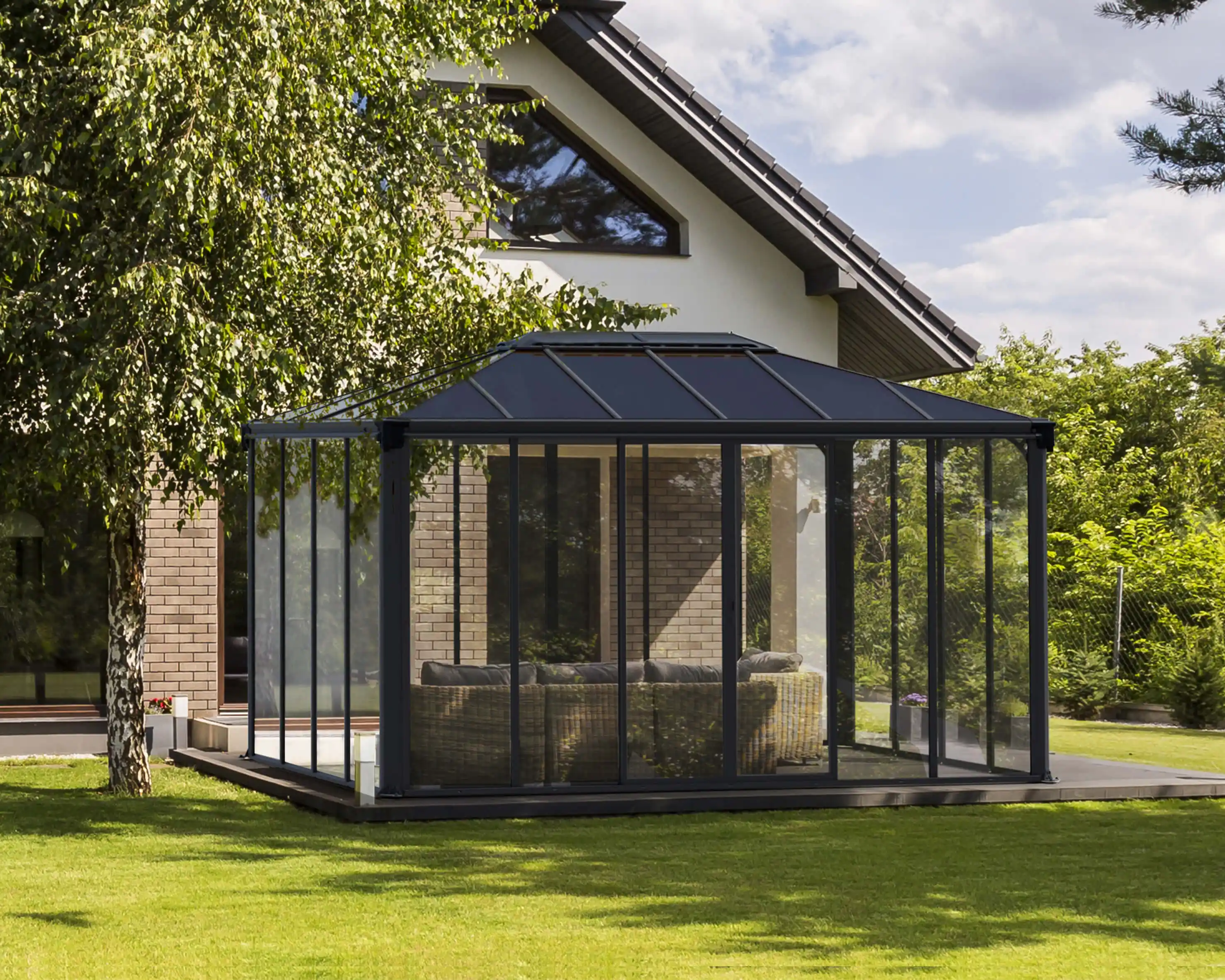 Canopia Ledro 430X296 cm Gesloten tuinpaviljoen Donkergrijs Brons