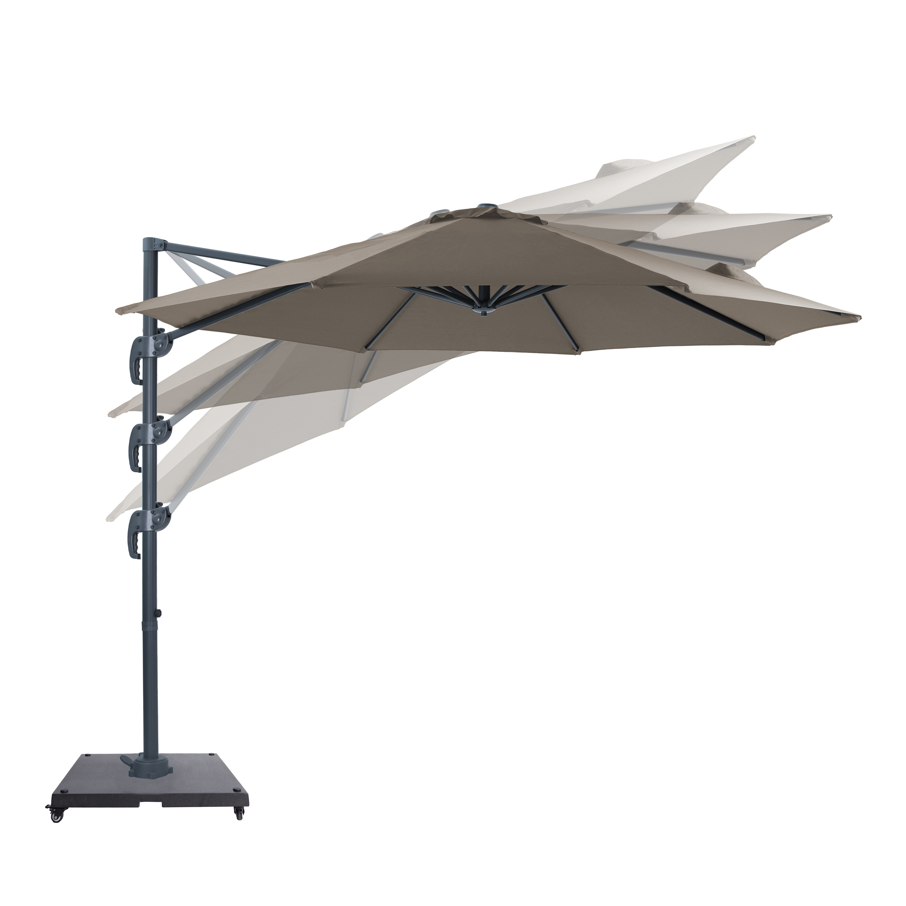 AXI Marisol Cantilever Parasol Ø 300cm incl. parasol base with wheels Anthracite/Taupe – Complete set