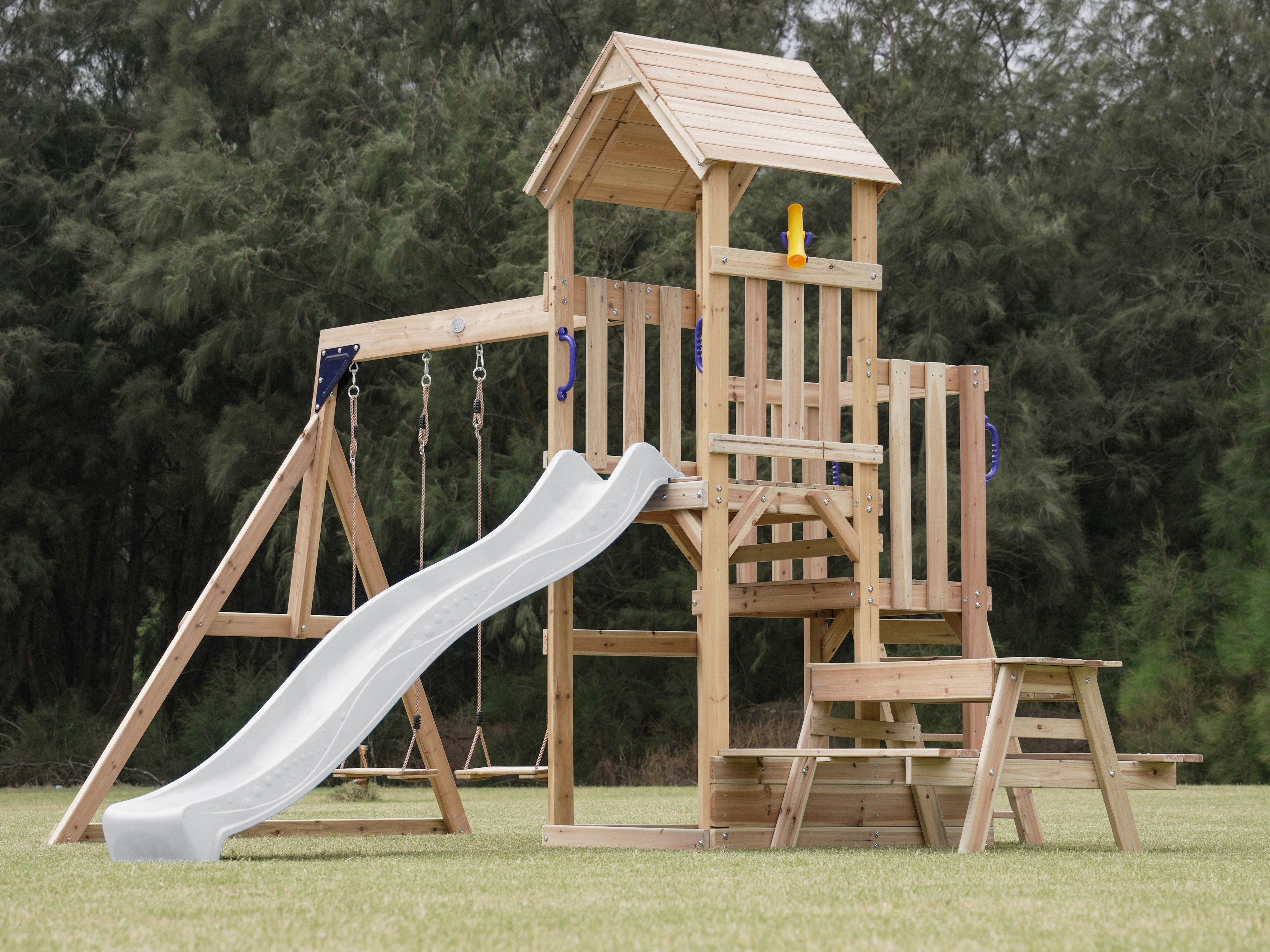 AXI Mette Playground with Double Swing Brown - White Slide 