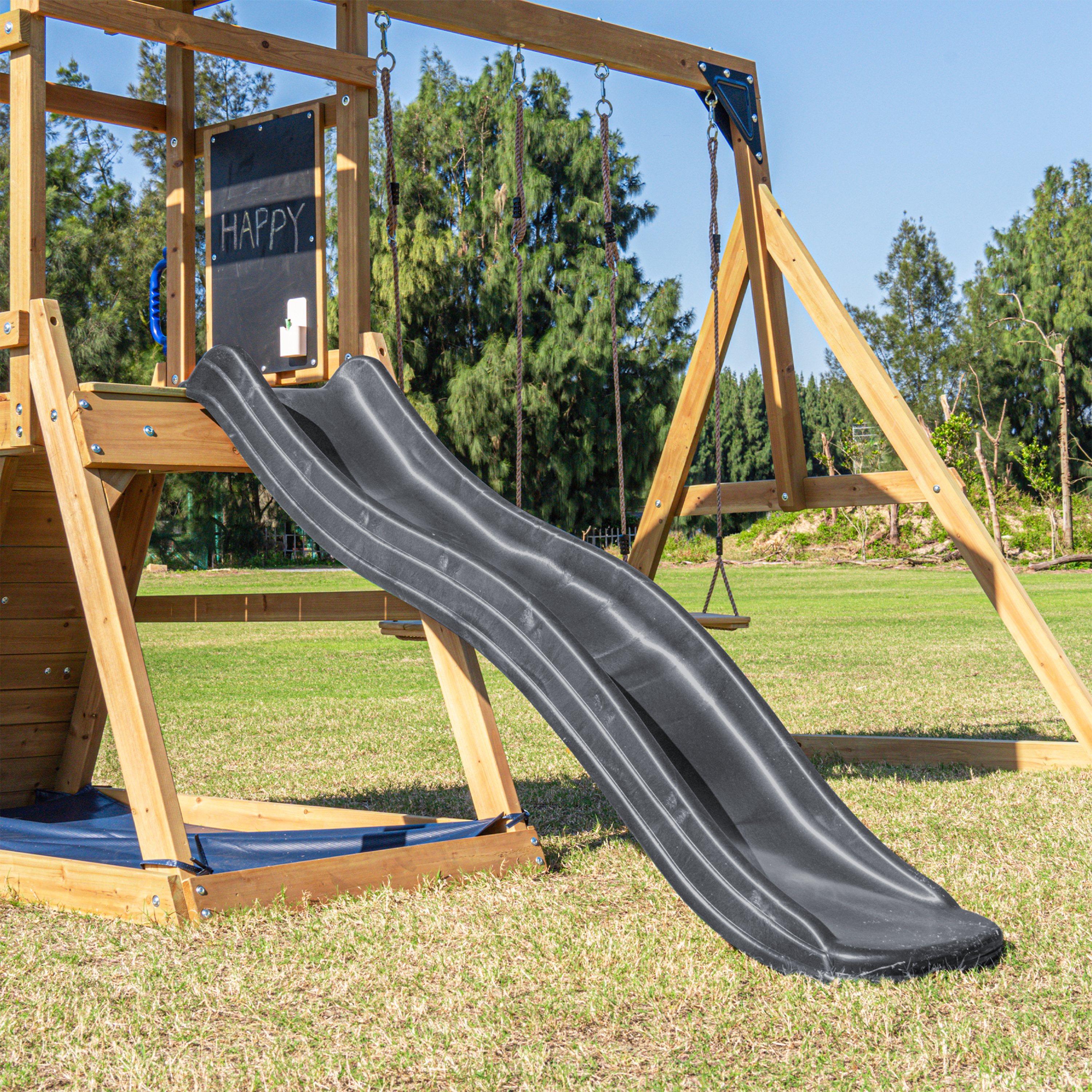 AXI Mia Climbing Frame with Double Swing Set – Grey Slide-8720365065811 AXI Mia Climbing Frame with Double Swing Set – Grey Slide
