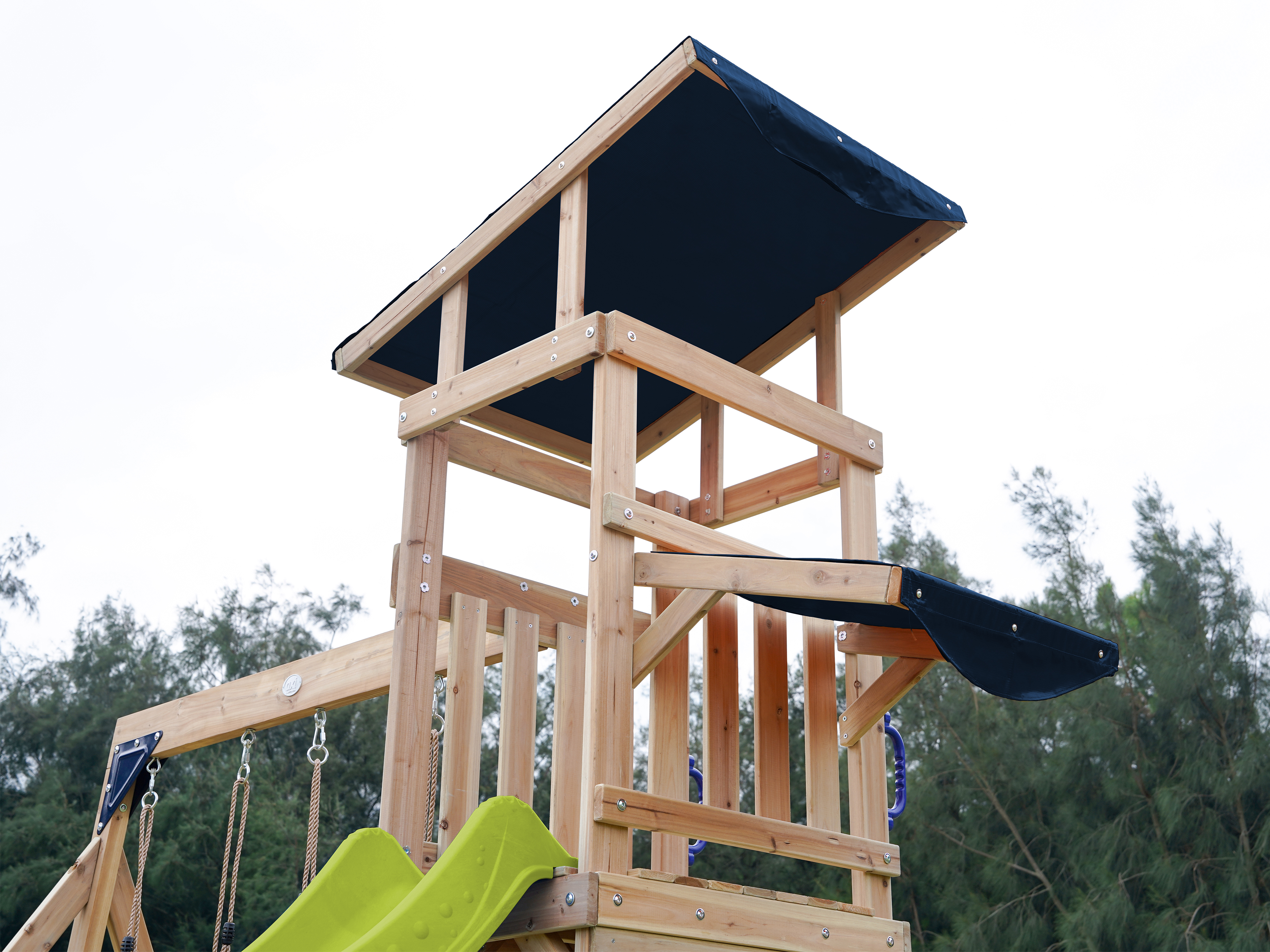 AXI Malik Play Set with Double Swing Brown - Lime green Slide 