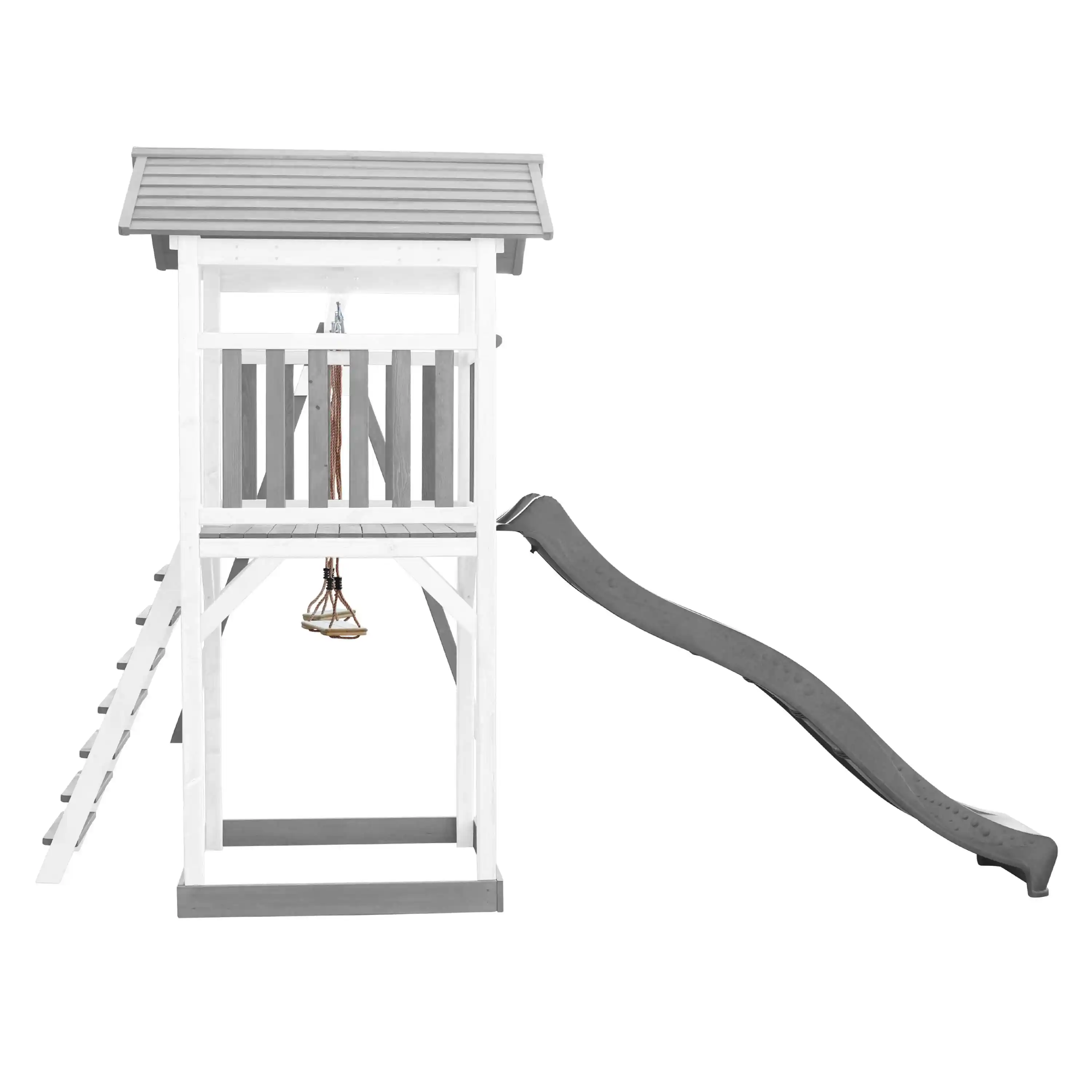 AXI Beach Tower Speeltoren met Dubbele Schommel Grijs/wit - Grijze Glijbaan