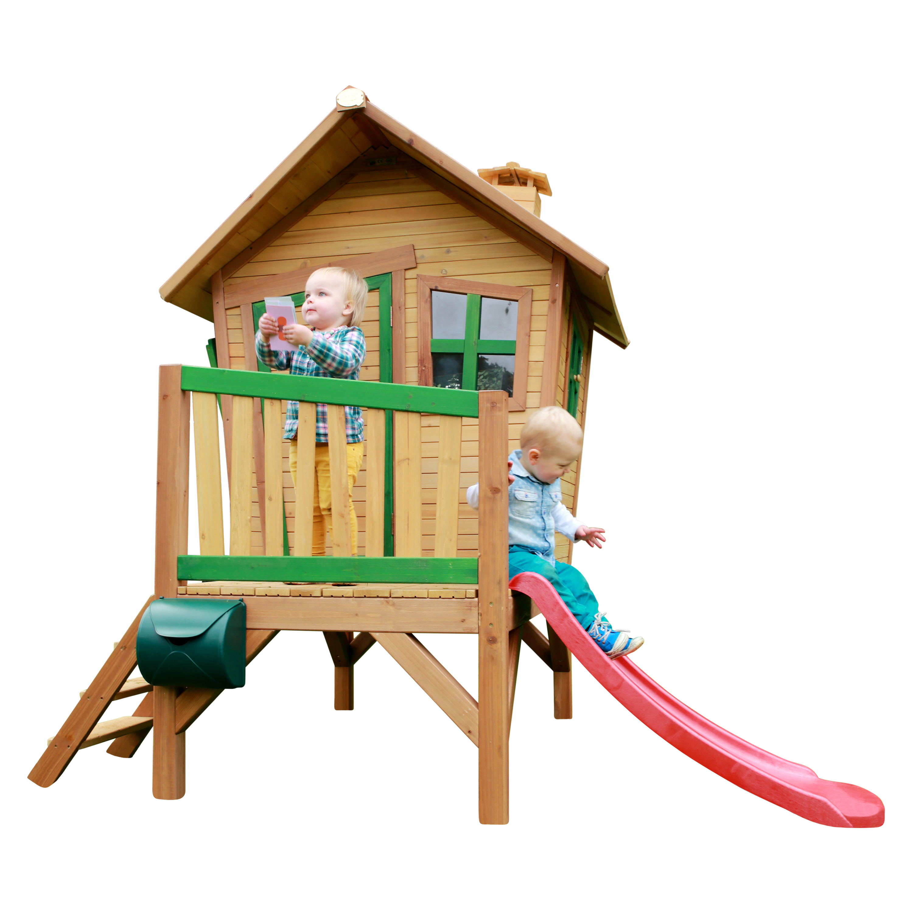 AXI Robin Playhouse Brown/Green - Red Slide
