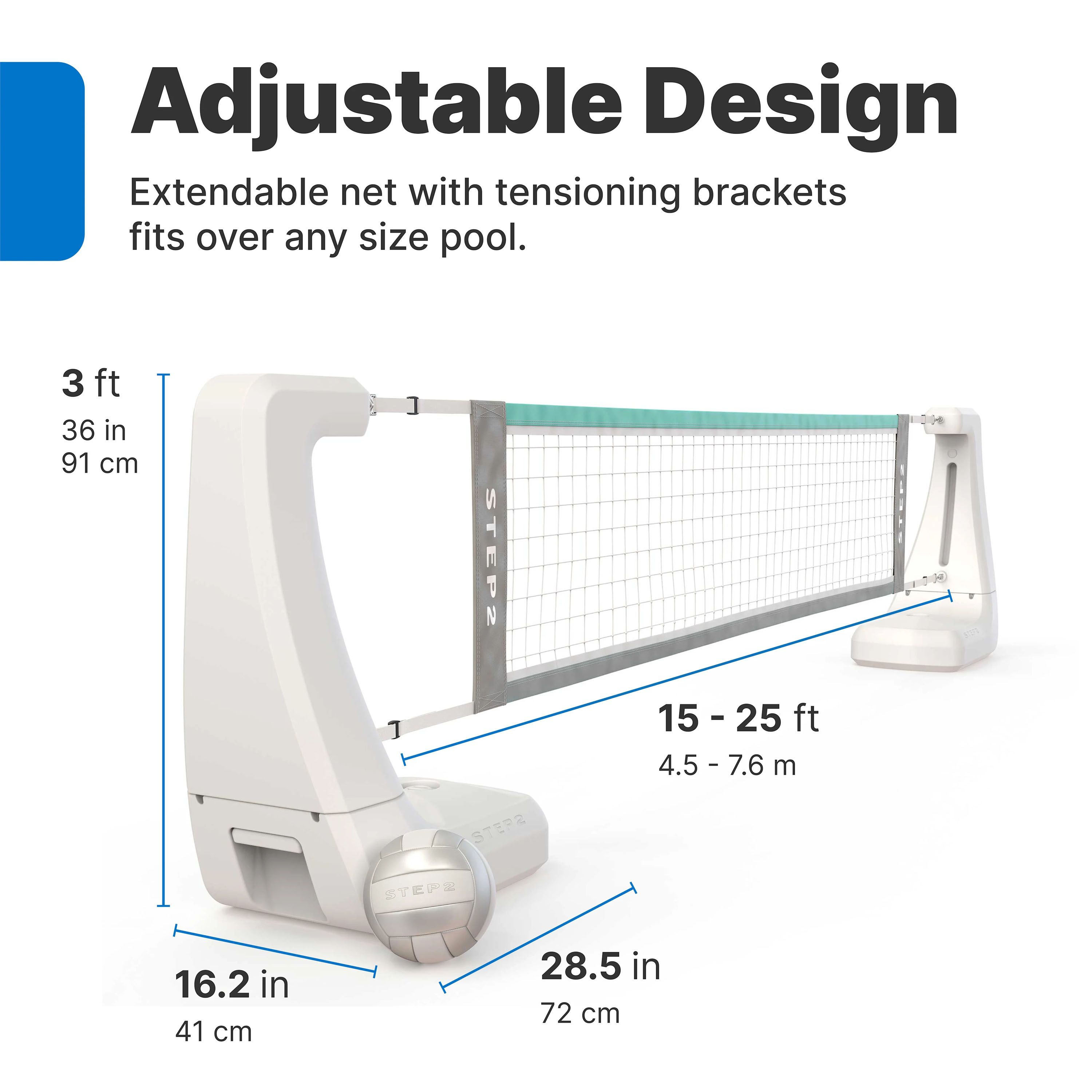 Step2 Vero Poolside Pool Volleyball Net White