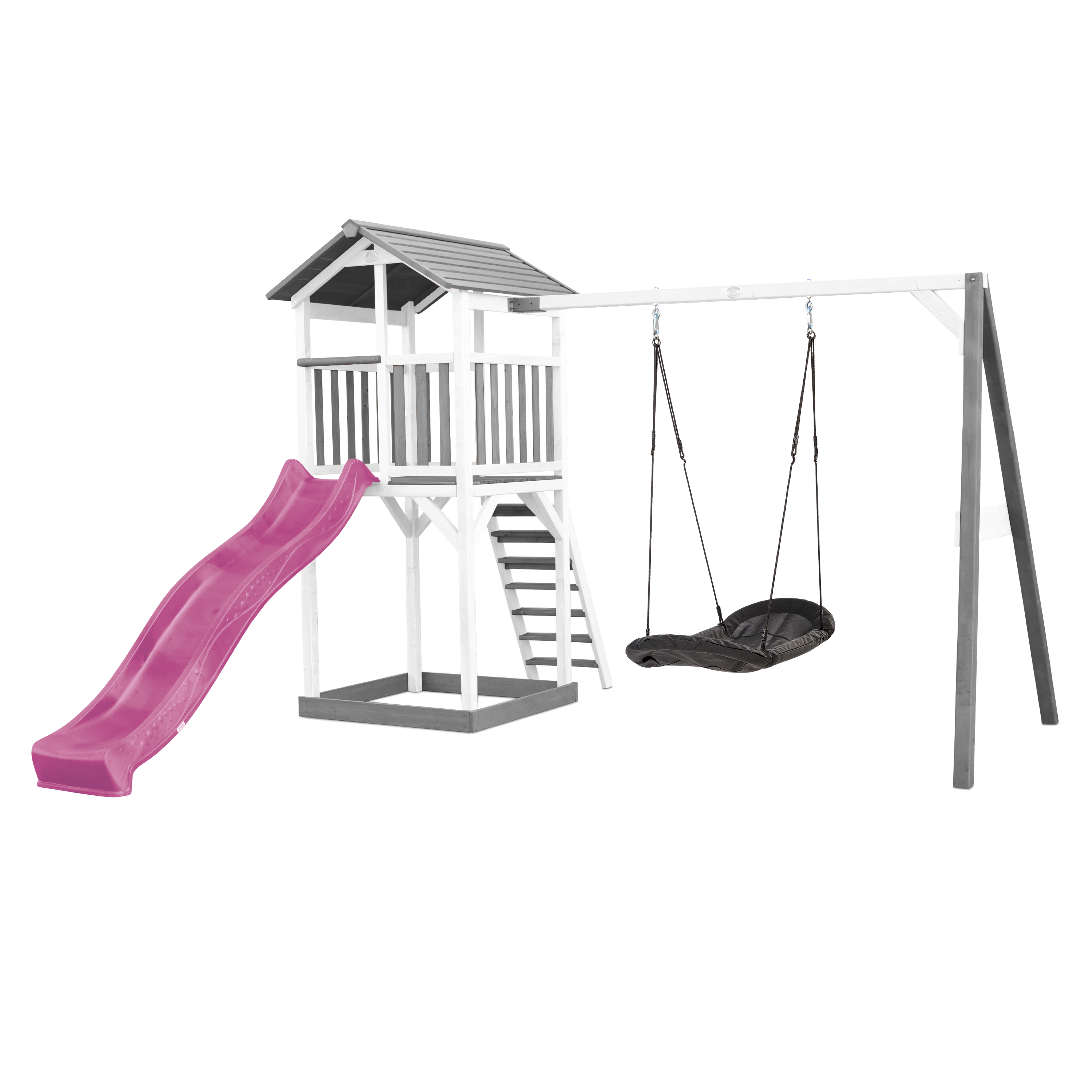 AXI Beach Tower with Roxy Nest Swing Set Grey/White - Purple Slide