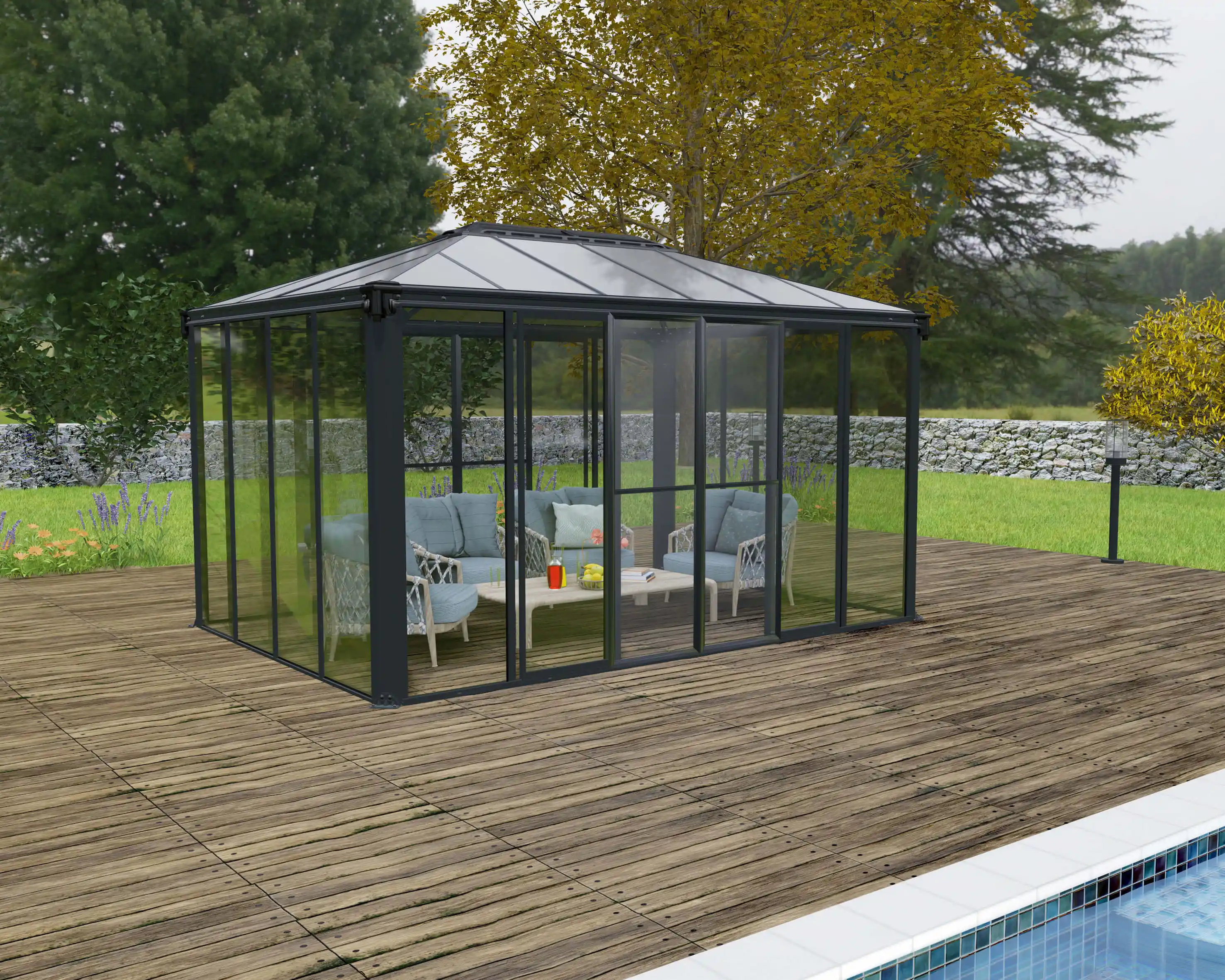 Canopia Ledro 430X296 cm Gesloten tuinpaviljoen Donkergrijs Brons