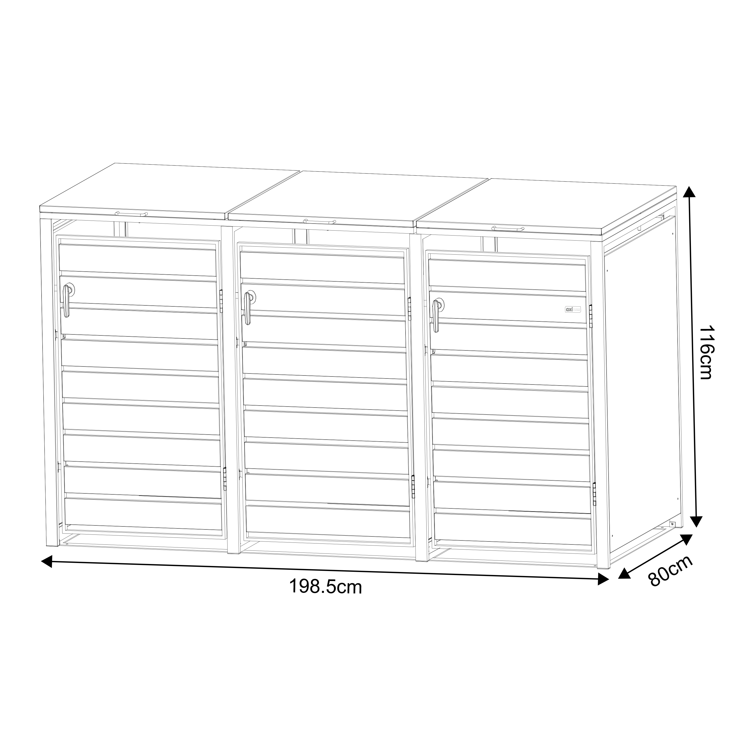 AXI Lucas Metal Garbage Bin Shed Anthracite - 3 Garbage Bins