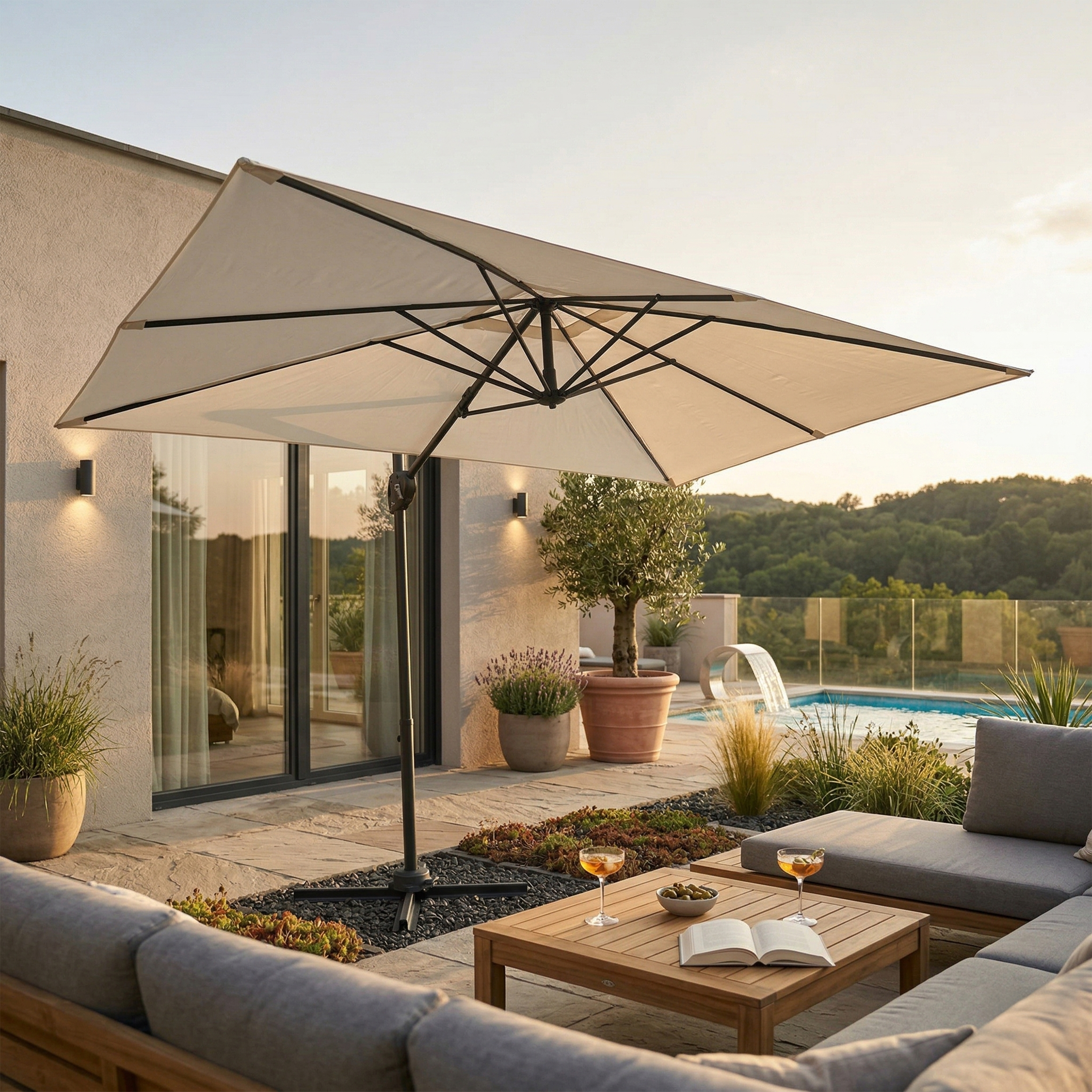 AXI Luma Cantilever Parasol 200x300 cm Anthracite/Beige