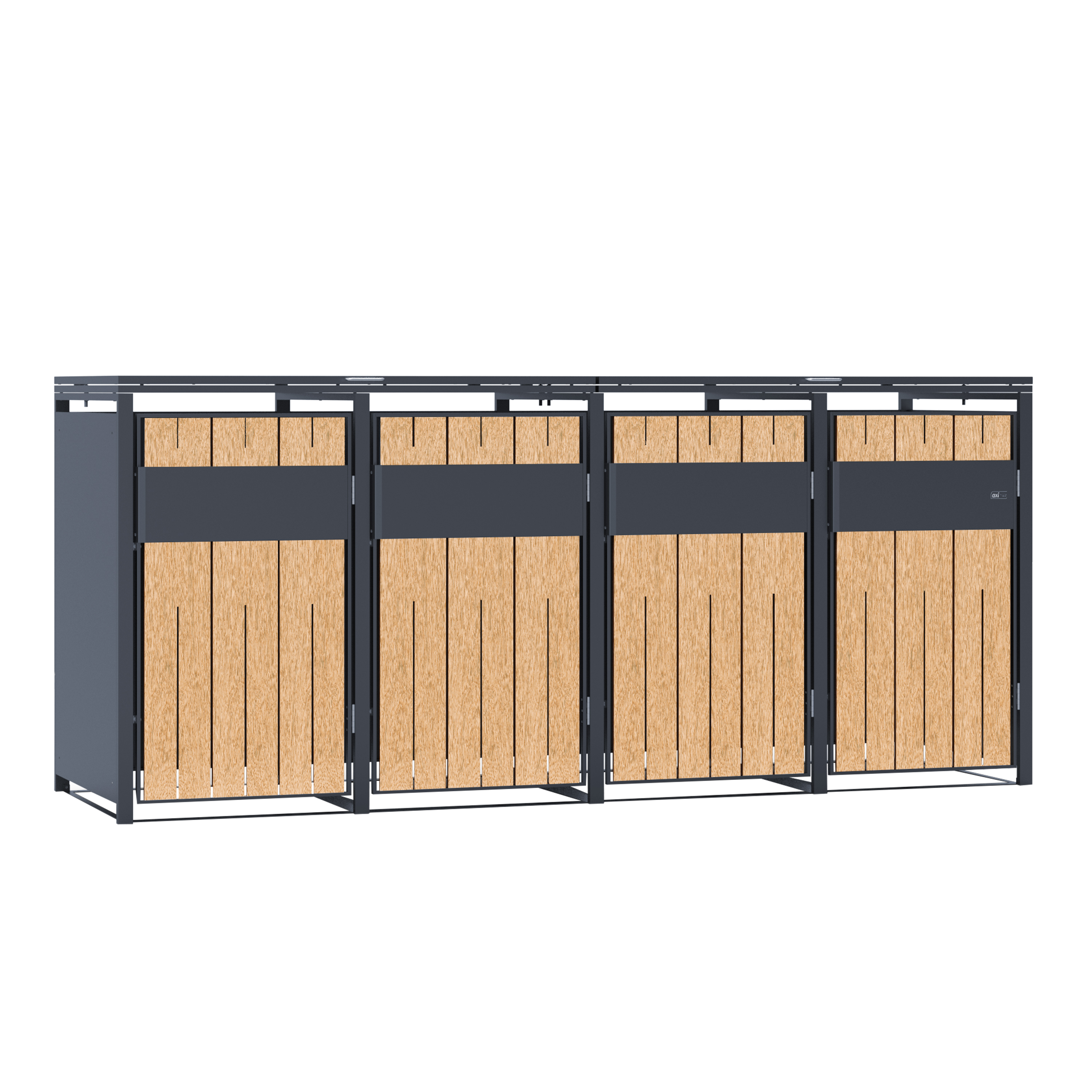 AXI Luke Metal Garbage Bin Shed - 4 Garbage Bins-8720365067921 AXI Luke Metal Garbage Bin Shed - 4 Garbage Bins