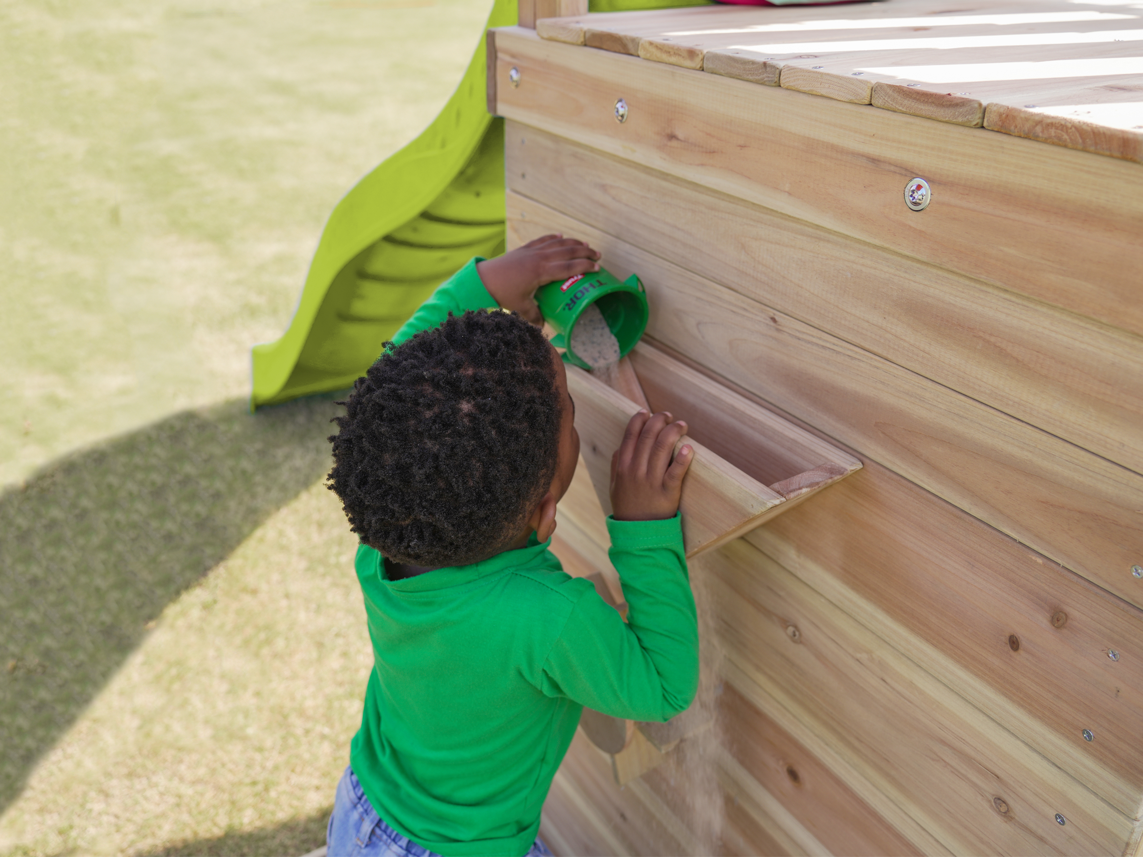 AXI Malik Play Set with Double Swing Brown - Lime green Slide 