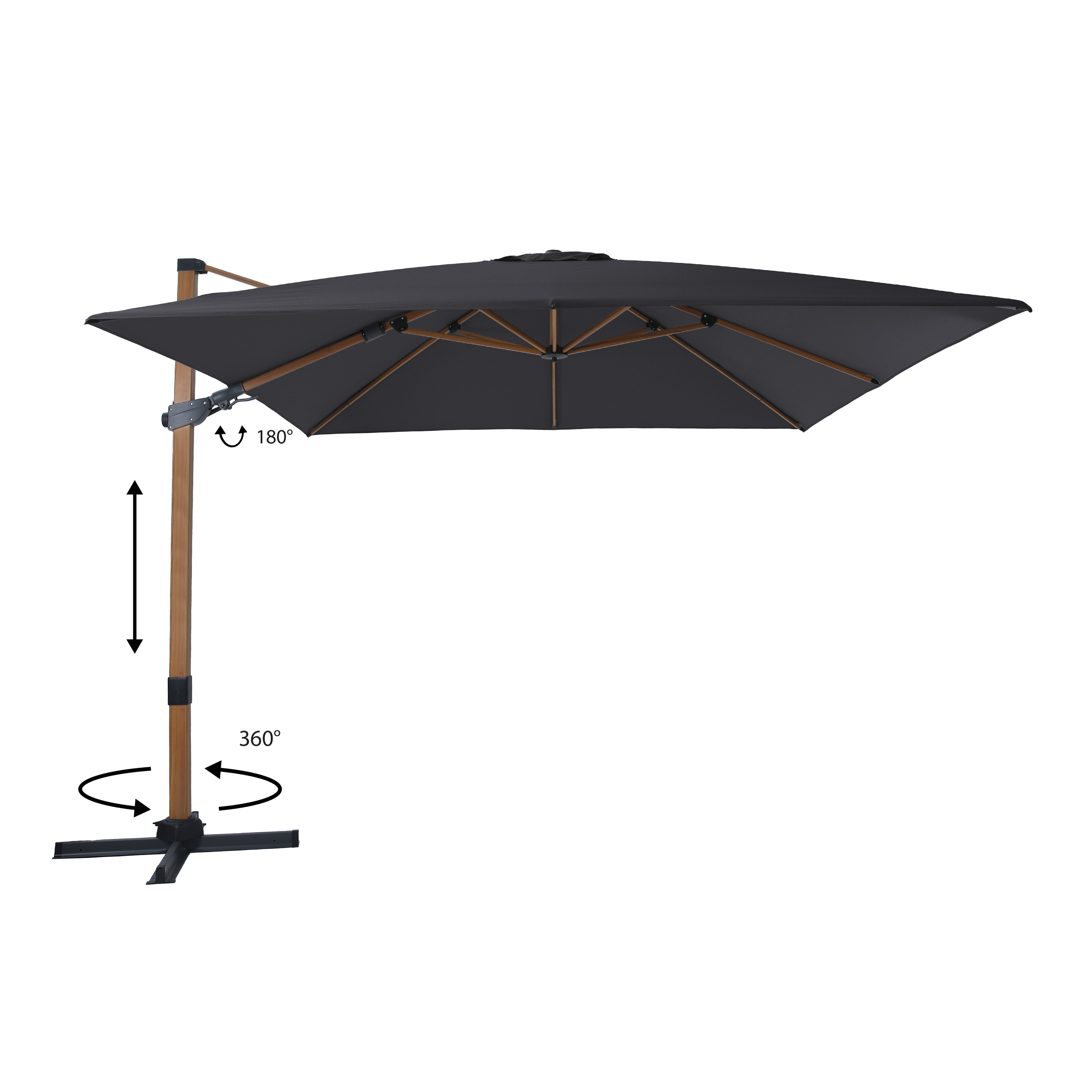 AXI Apollo Premium Cantilever Parasol 300x300cm - Wood-look/Grey-8720365063527 AXI Apollo Premium Cantilever Parasol 300x300cm - Wood-look/Grey
