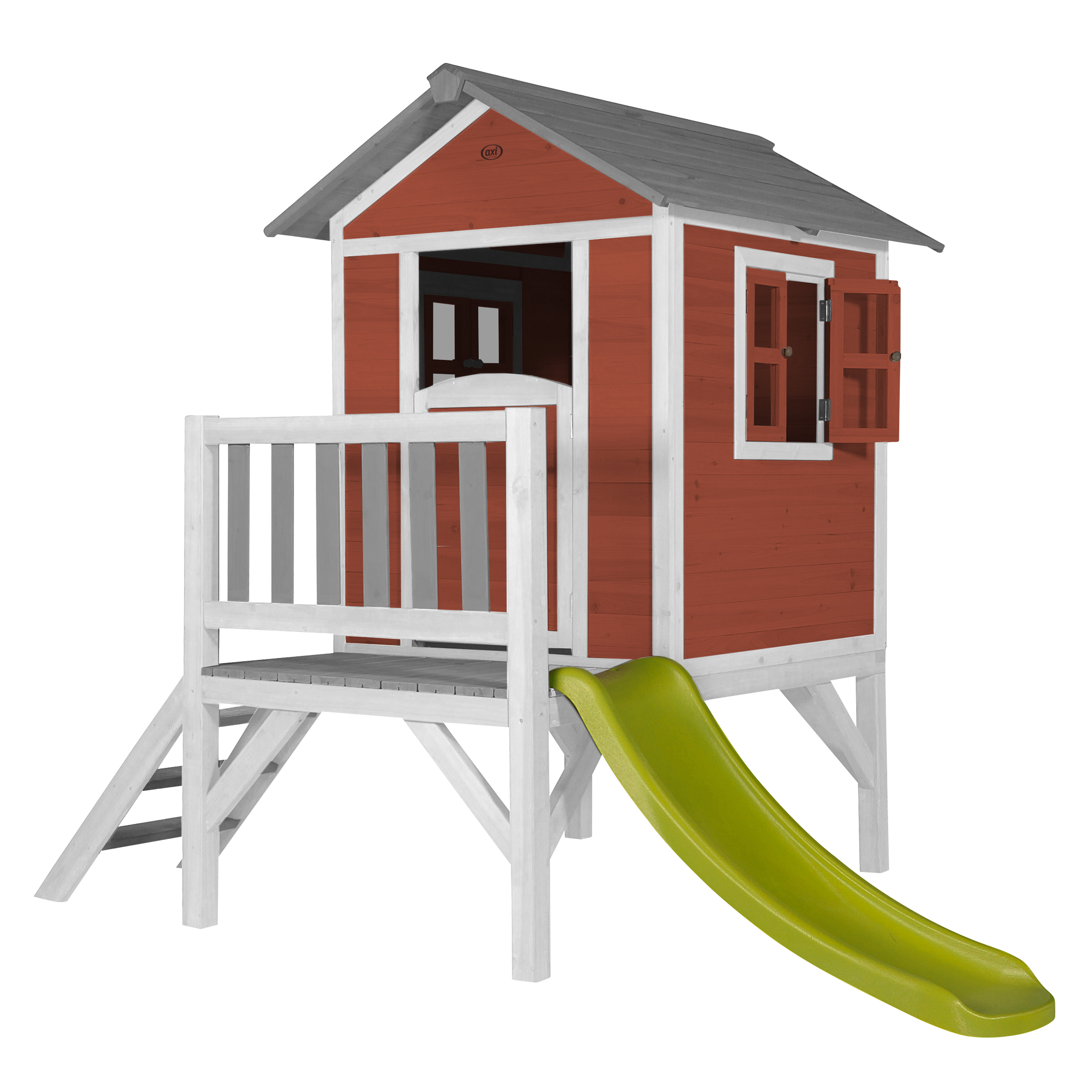 AXI Lodge XL Playhouse Scandinavian Red - Lime Green Slide
