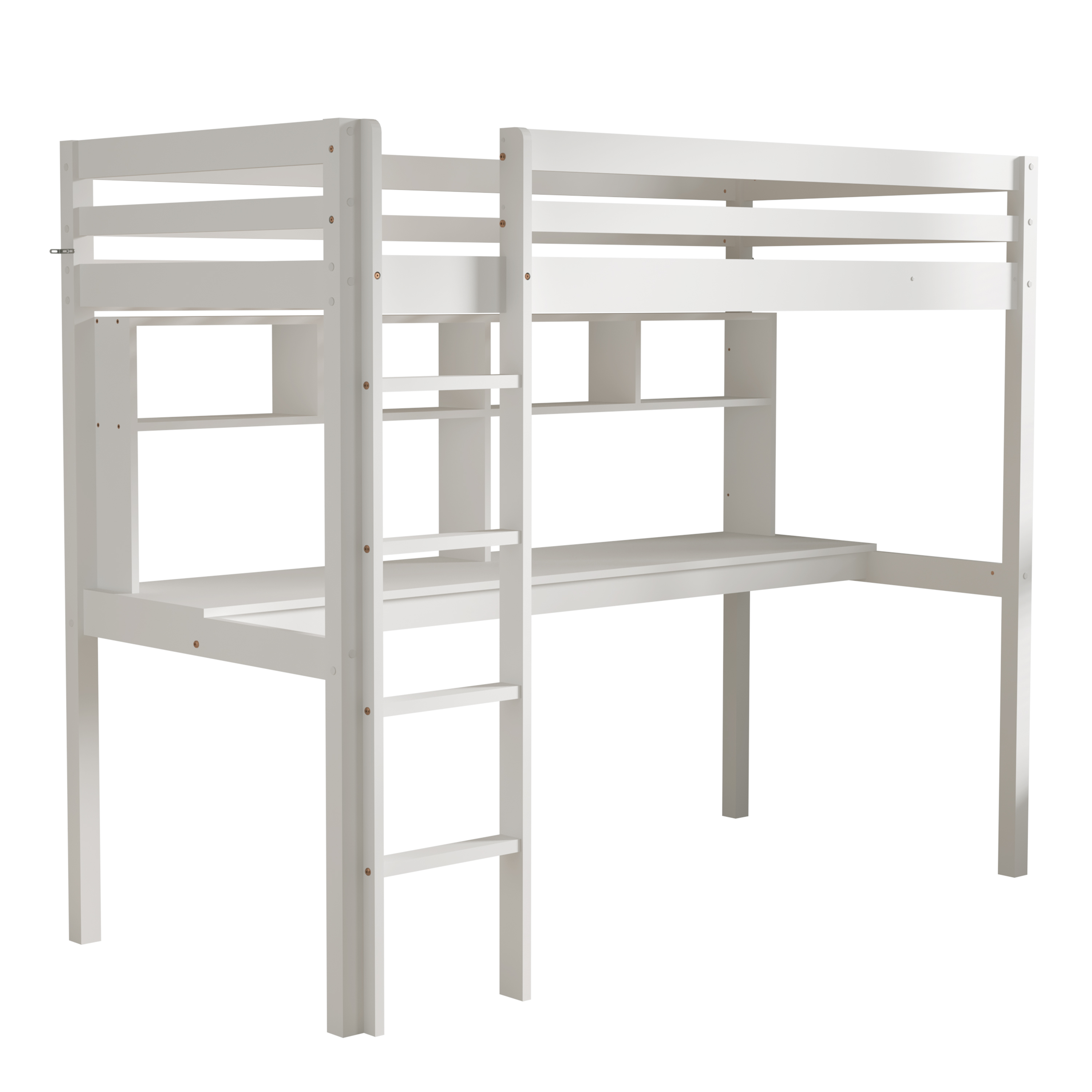 Sunny Sil Loft Bed with Desk White – With Mattress