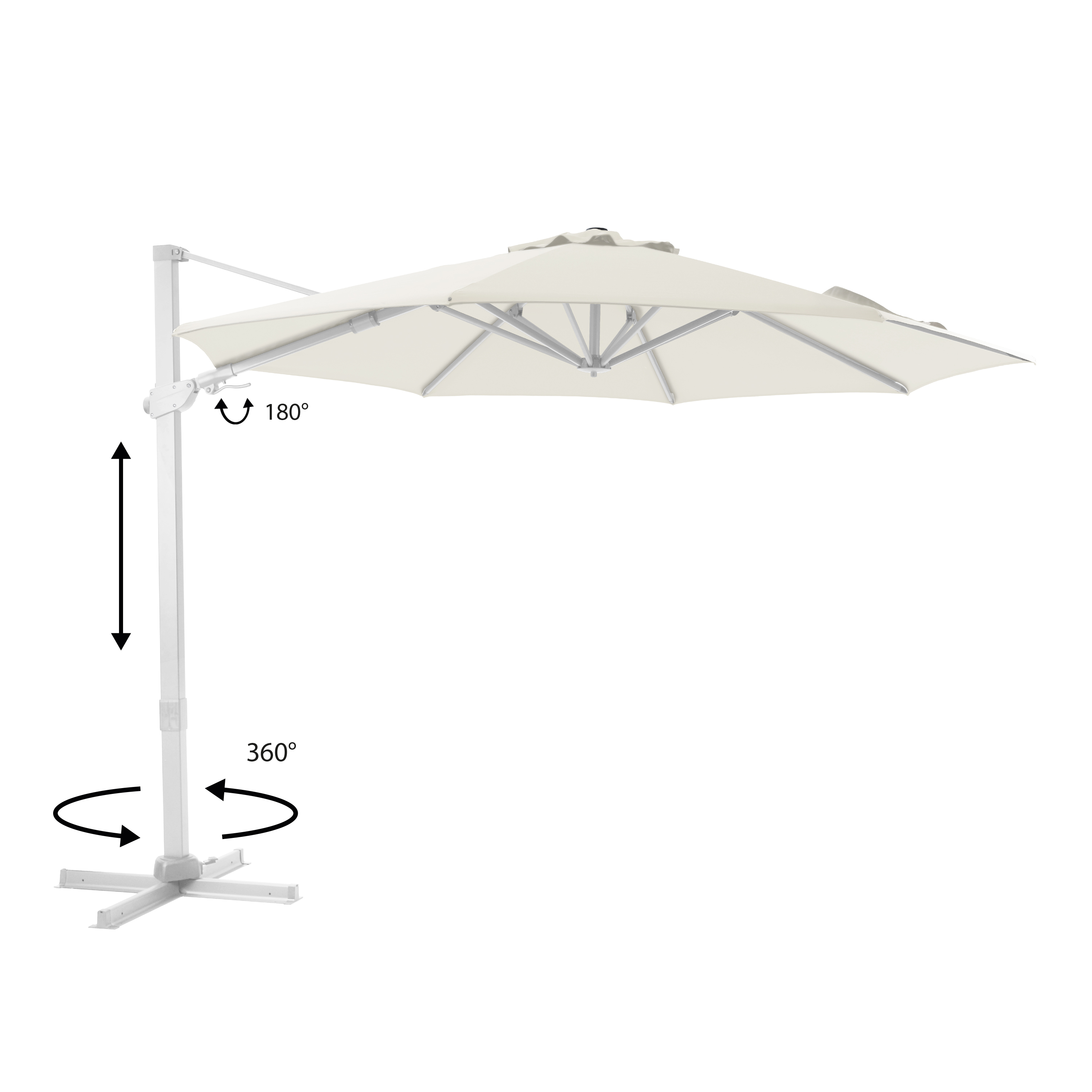 AXI Cyrus Premium Cantilever Parasol Ø 300cm Round - White/Beige